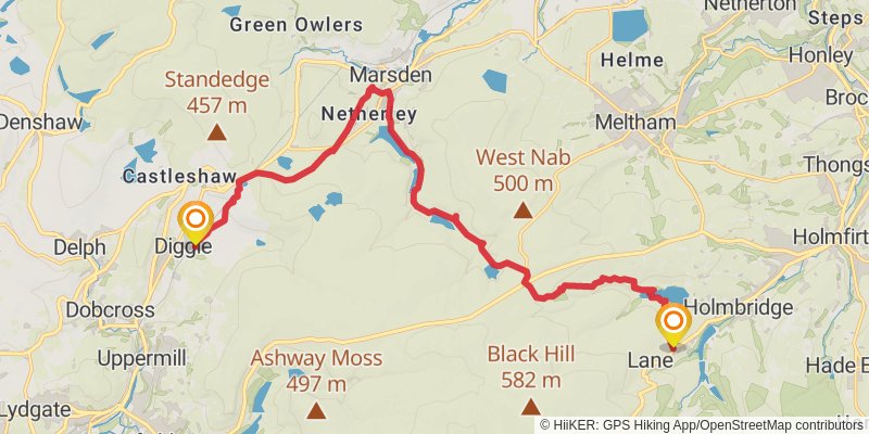 Dark Peak Boundary Walk stage 6 Map