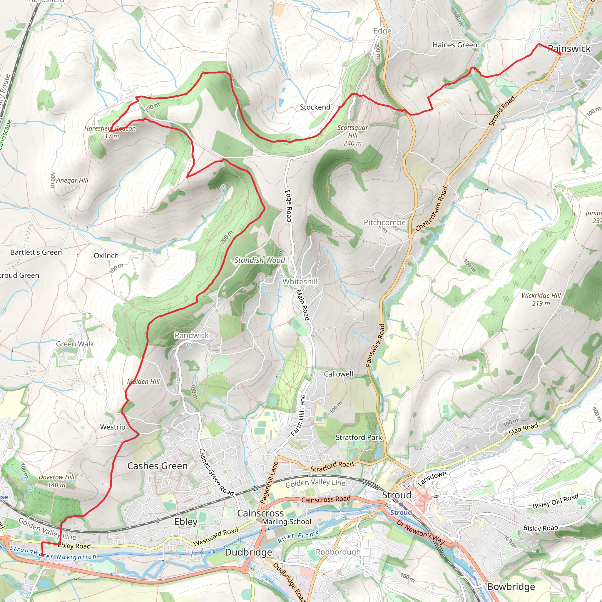 Painswick to Stonehouse Walk mobile static map