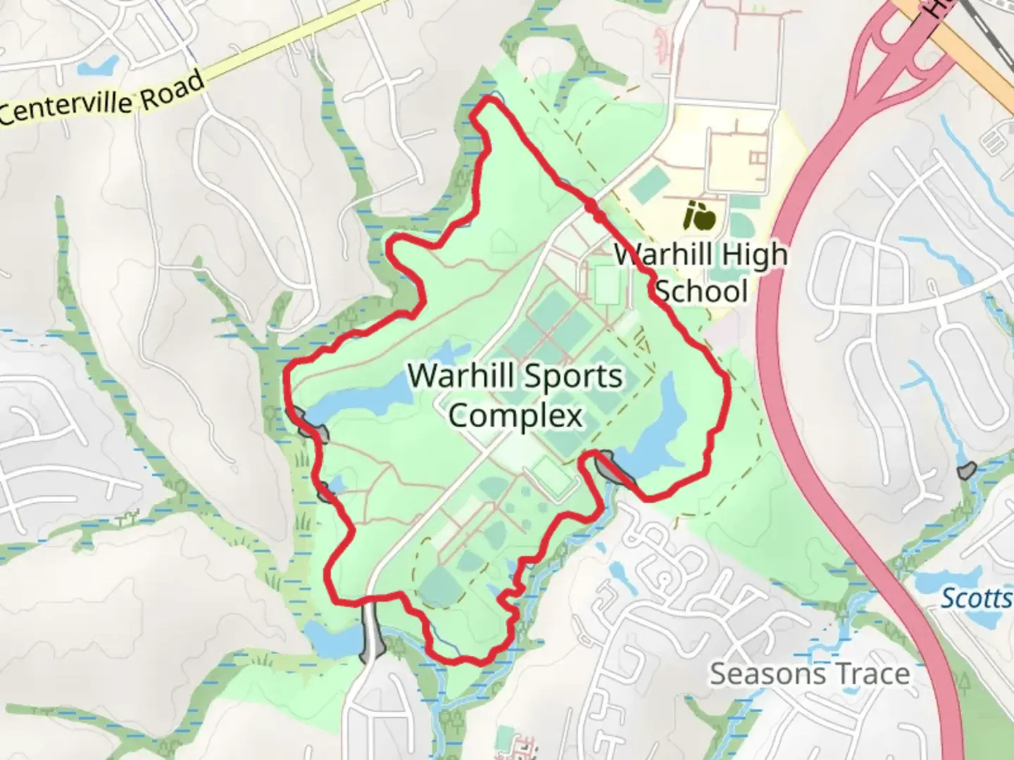 An image depicting the trail Warhill Trail Loop and its surrounding area.