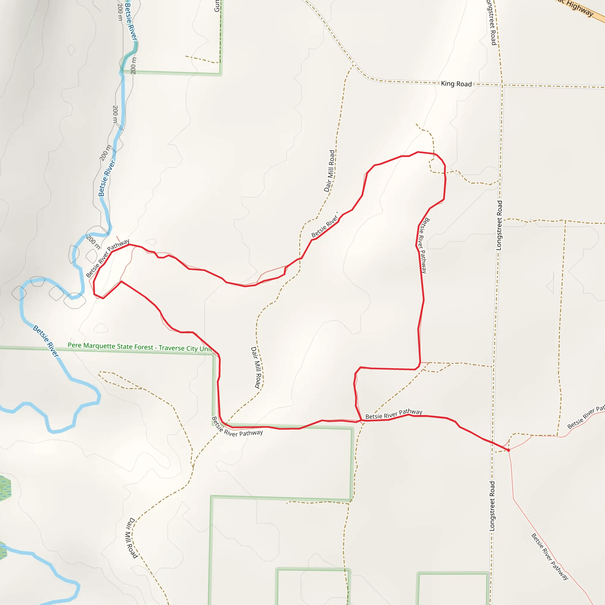 Betsie River Pathway Loop mobile static map