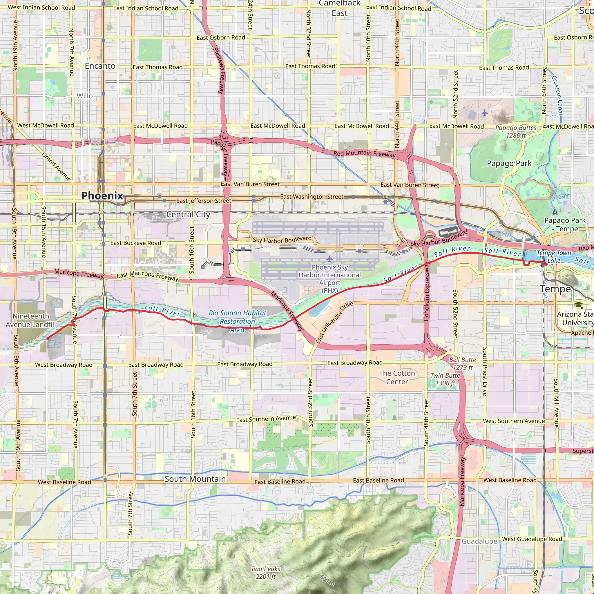 Rio Salado Pathway and Salt River Shore mobile static map