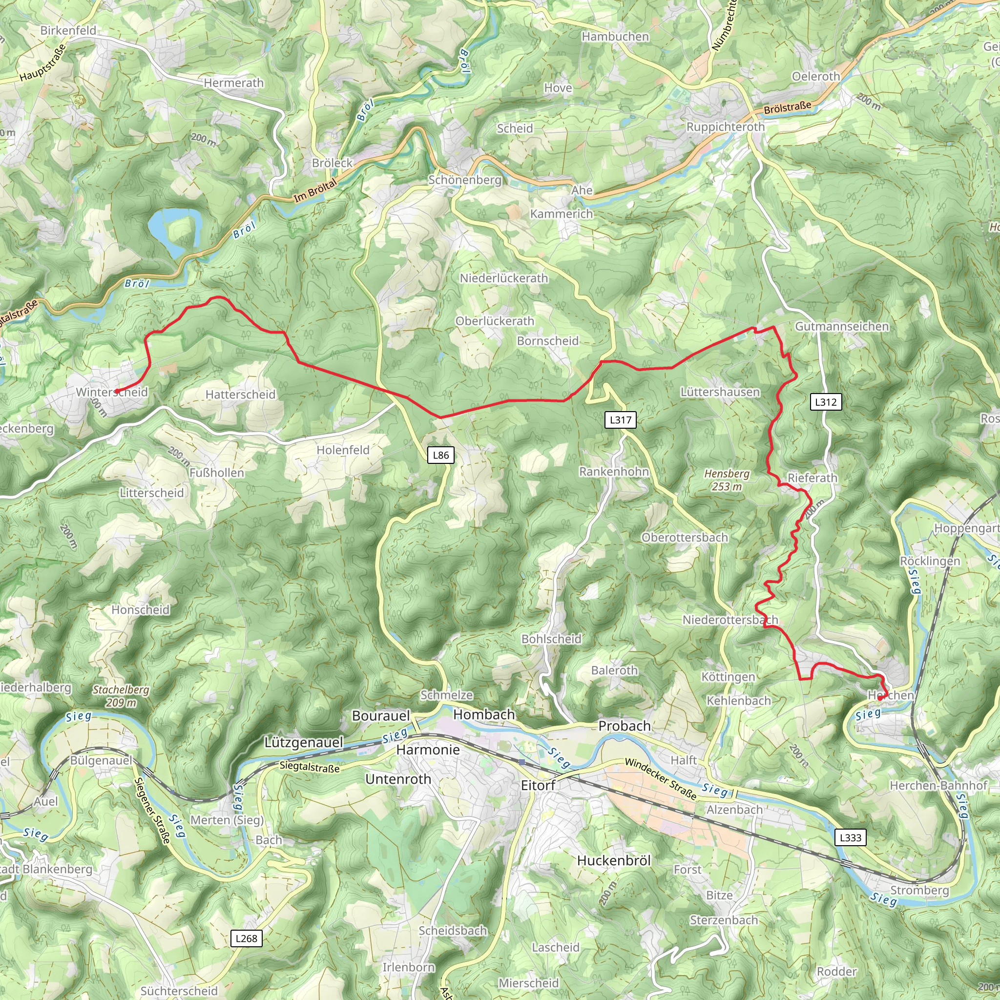 Winterscheid to Herchen Walk mobile static map