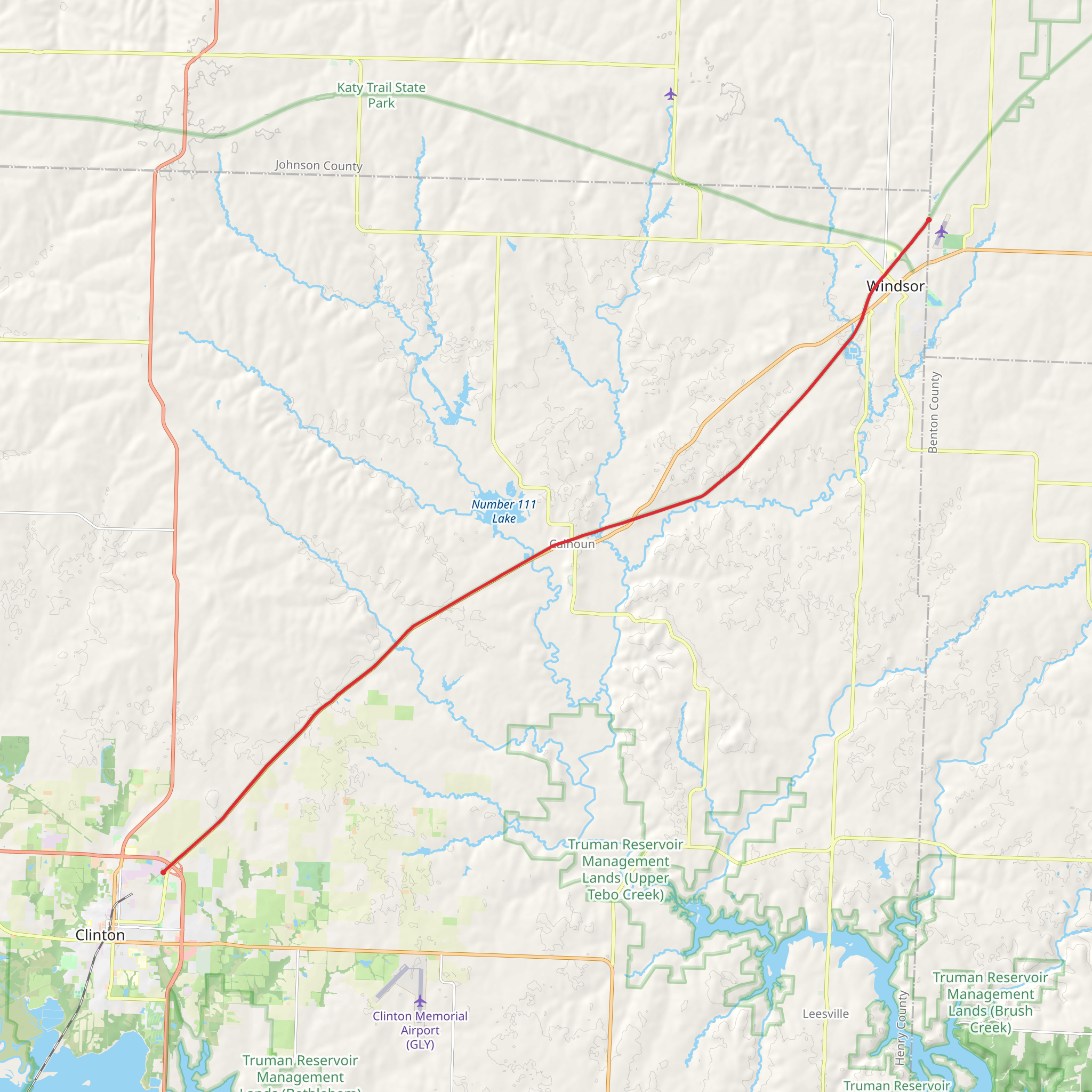 Katy Trail State Park - Clinton to Windsor mobile static map