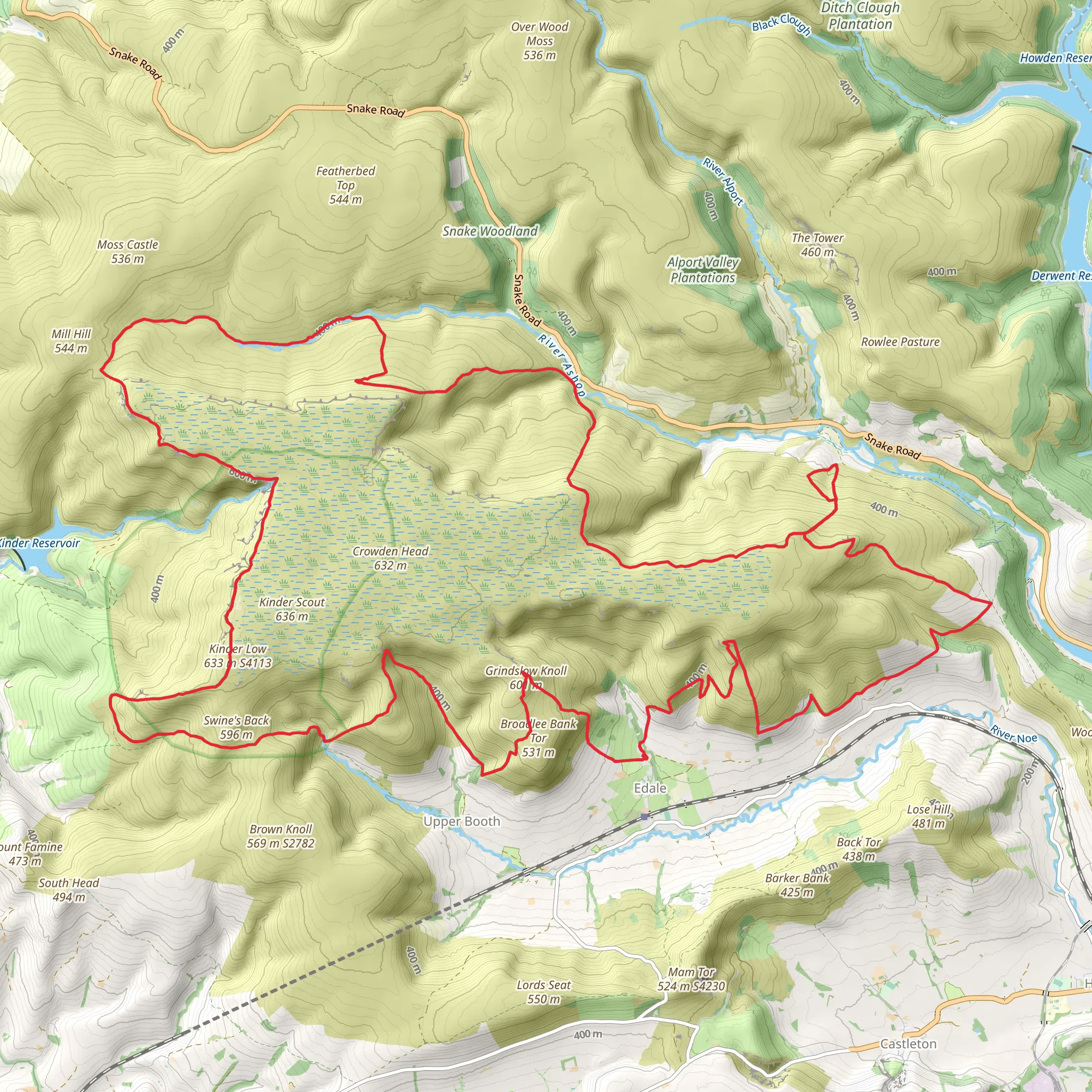Kinder Scout Loop from Edale mobile static map