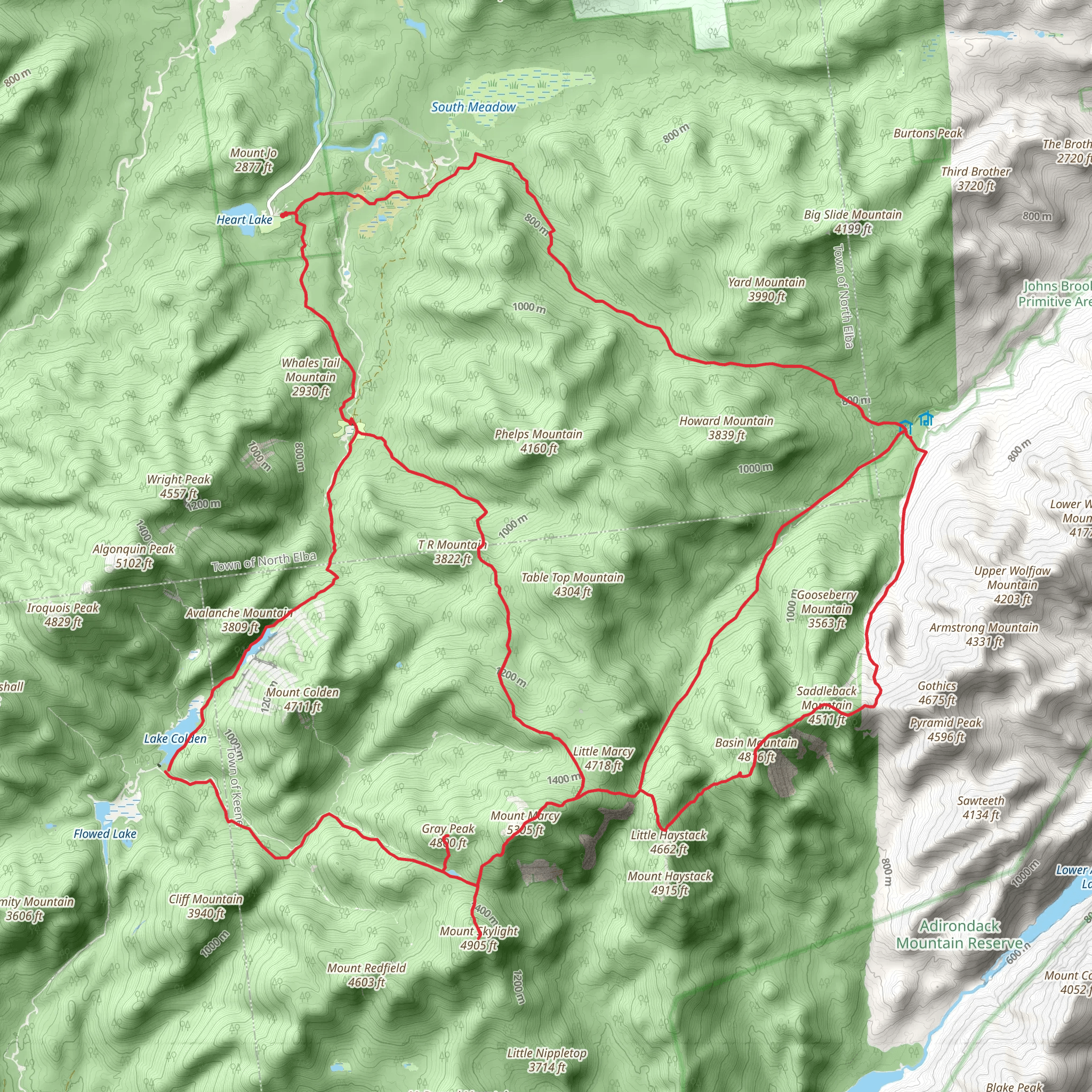 Adirondack High Peaks Loop mobile static map
