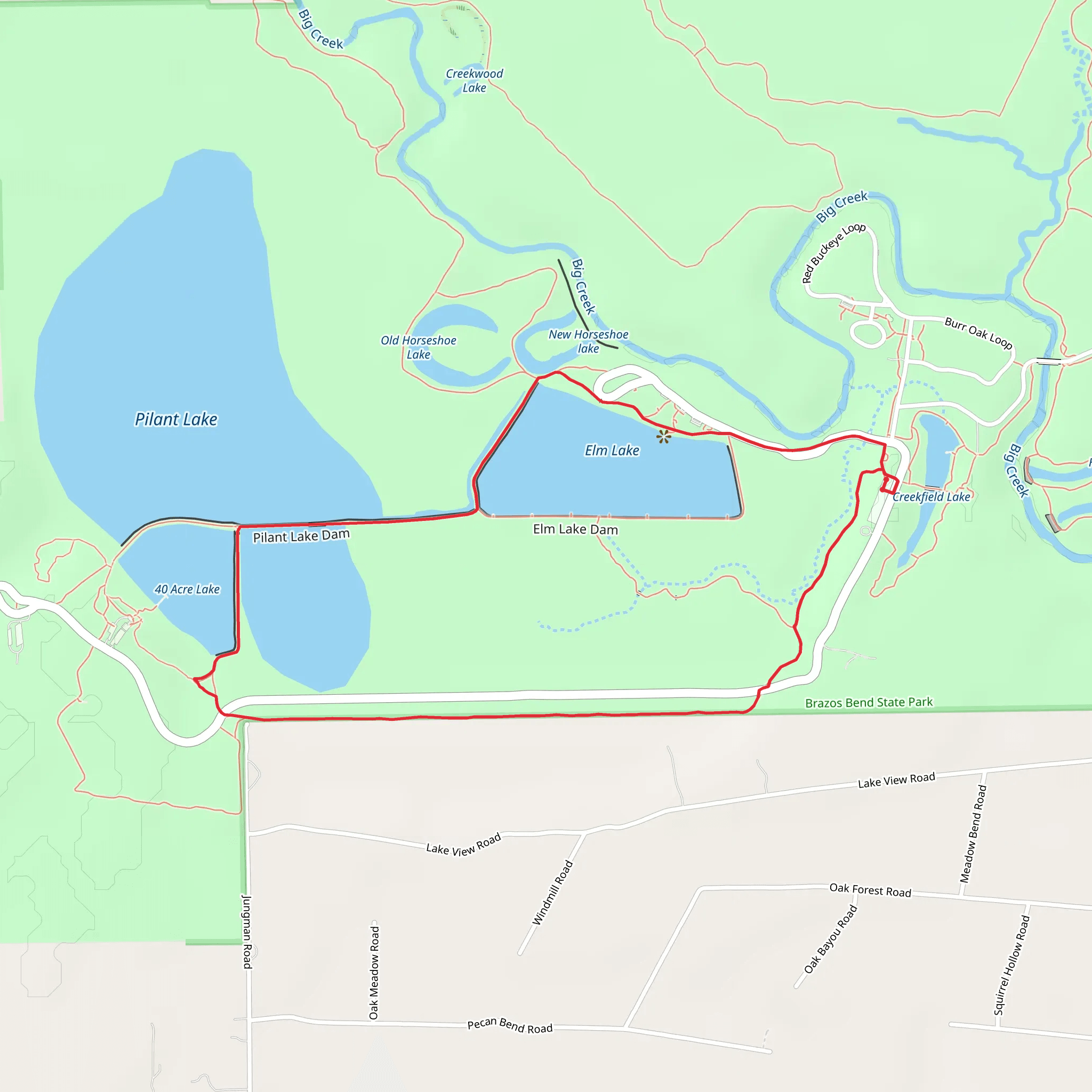Elm Lake and Pilant Lake via Live Oak Trail mobile static map