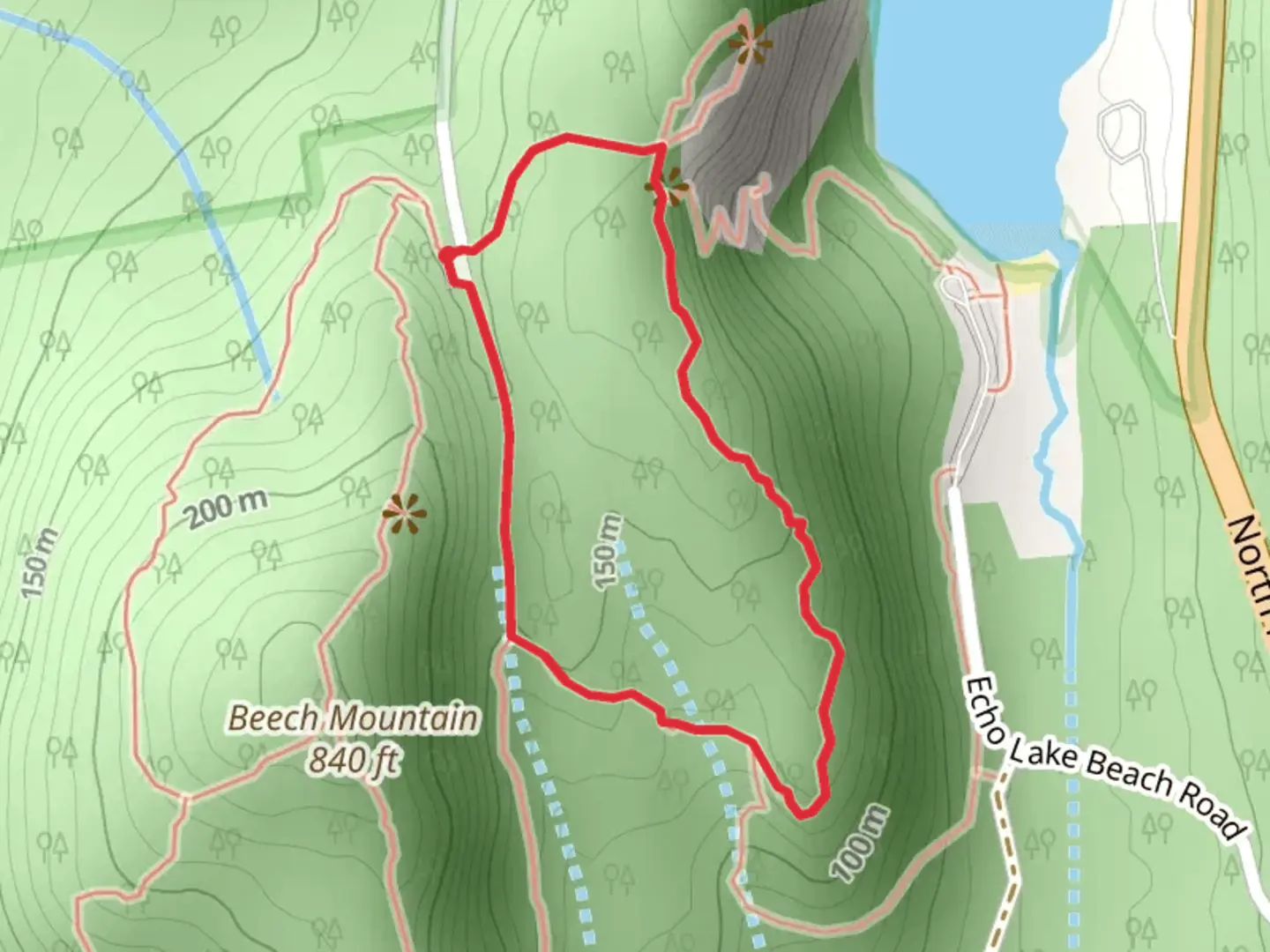 An image depicting the trail Beech Cliff Trail and Valley Trail Loop and its surrounding area.