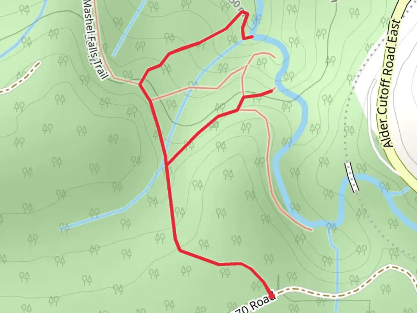An image depicting the trail Little Mashel Falls Trail and its surrounding area.