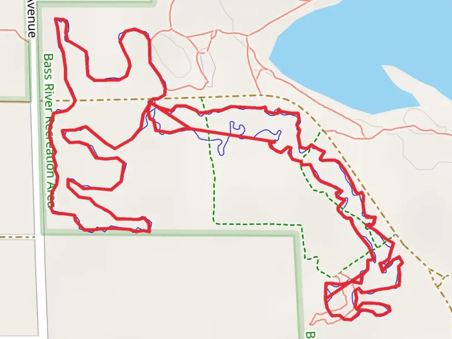 An image depicting the trail Bass River Recreation Area Loop and its surrounding area.