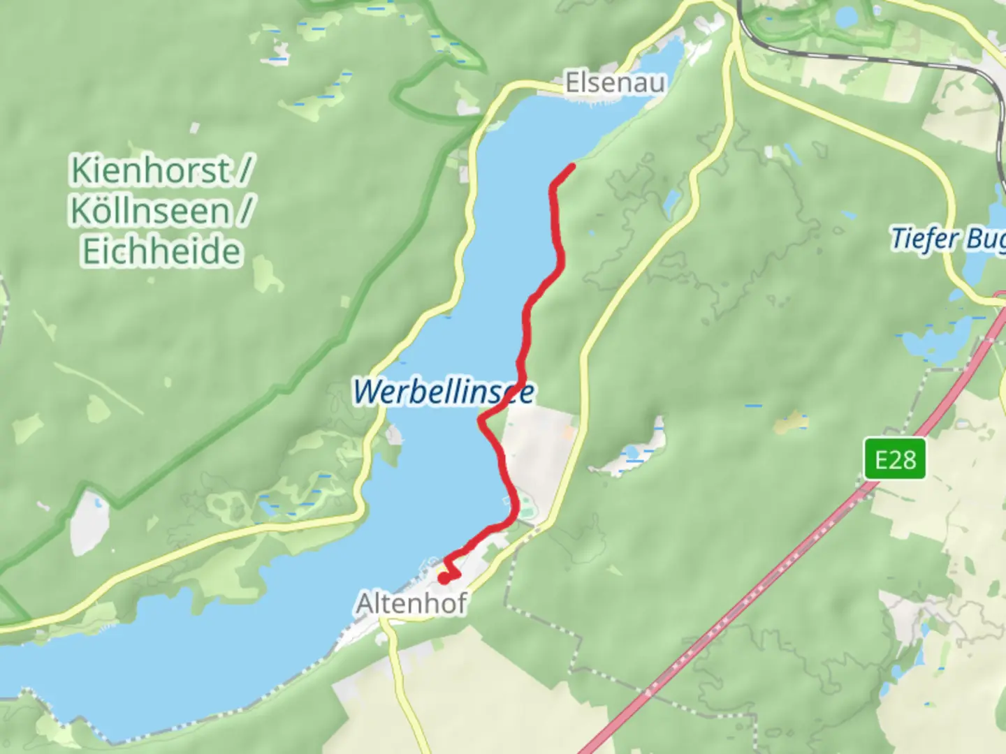 An image depicting the trail Werbellinsee Eastside Walk and its surrounding area.