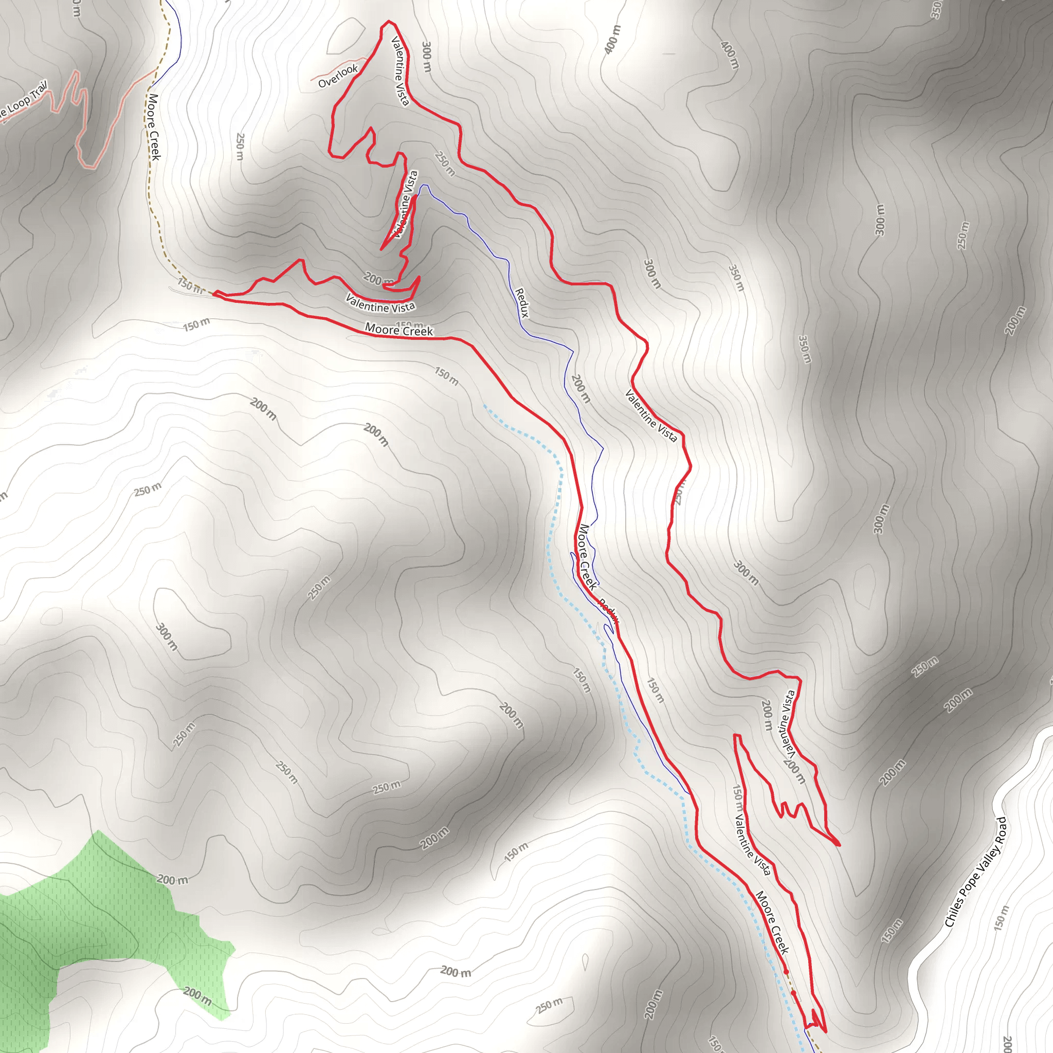 Moore Creek and Valentine Vista Loop Trail mobile static map
