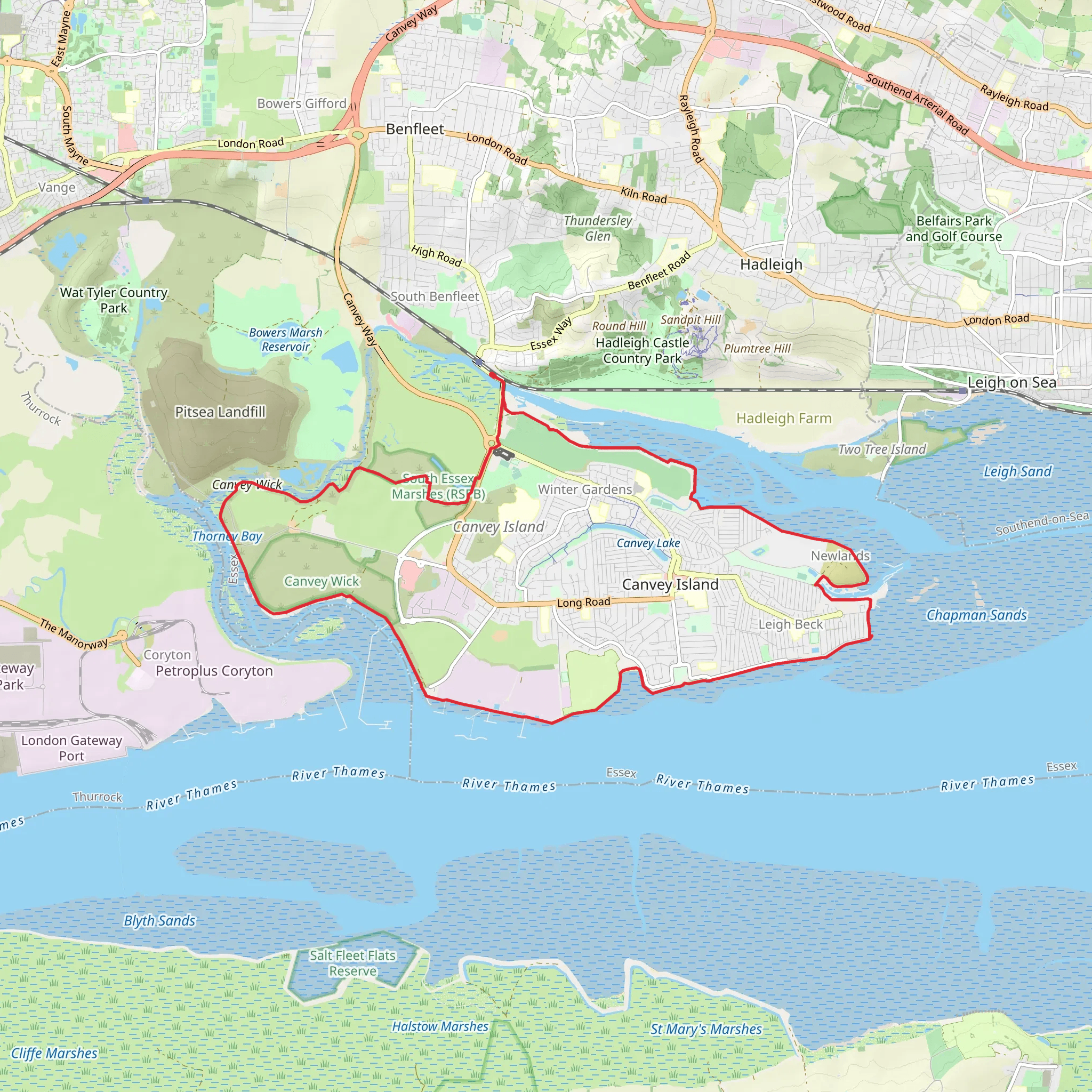 Canvey Island Loop mobile static map
