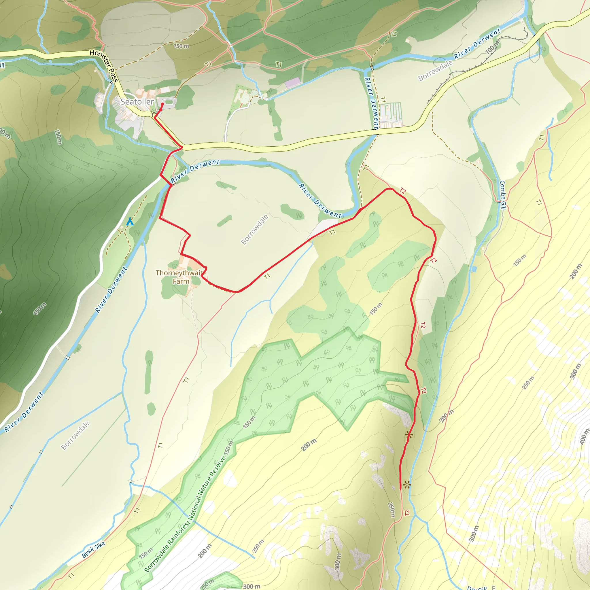 Thorneythwaite Picnic and Waterfall Walk mobile static map