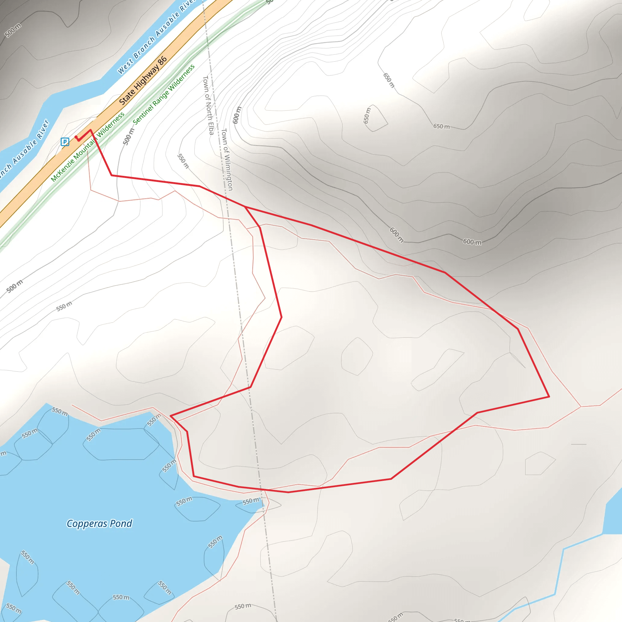Winch Pond and Copperas Pond Loop mobile static map