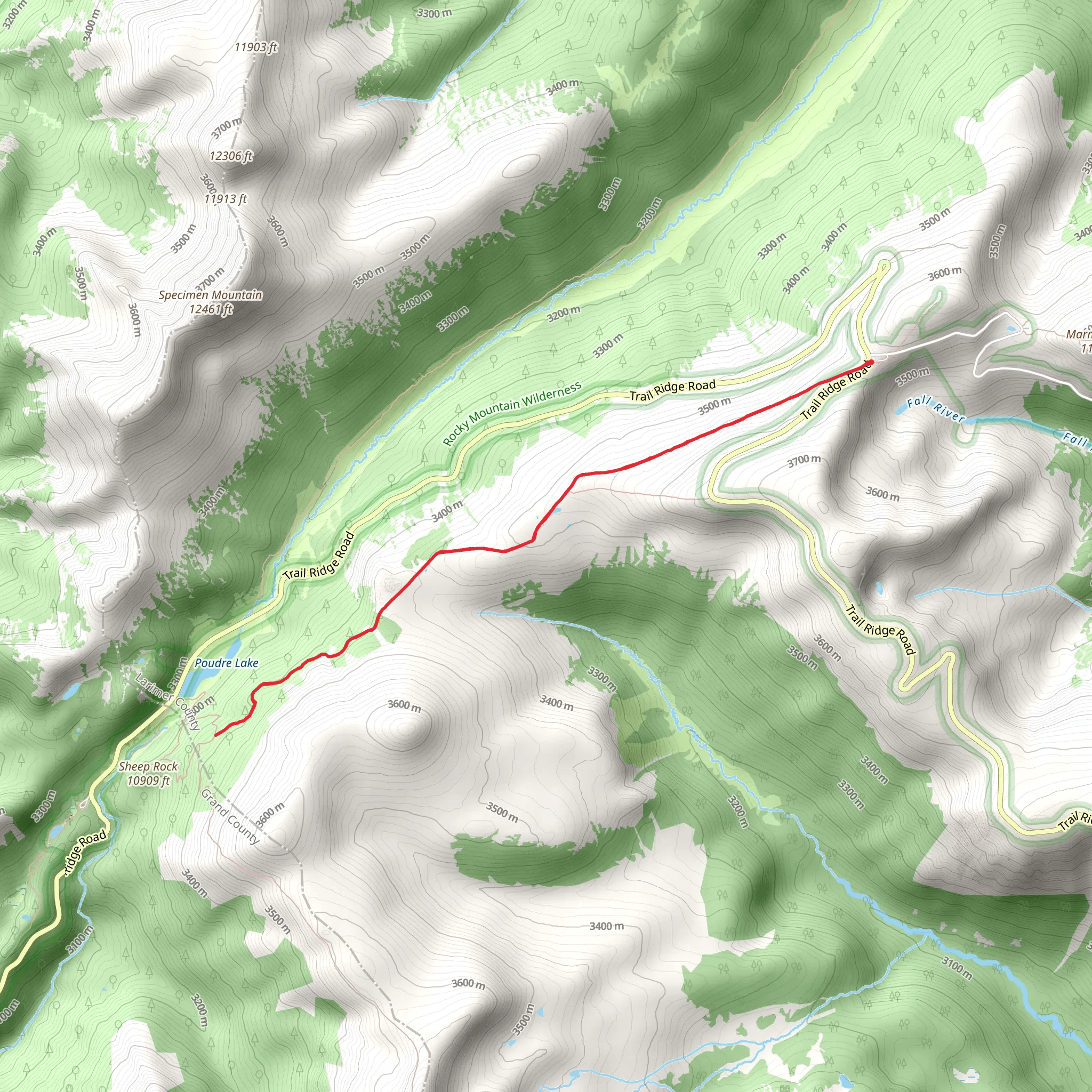 Milner Pass - Fall River Pass Trail mobile static map