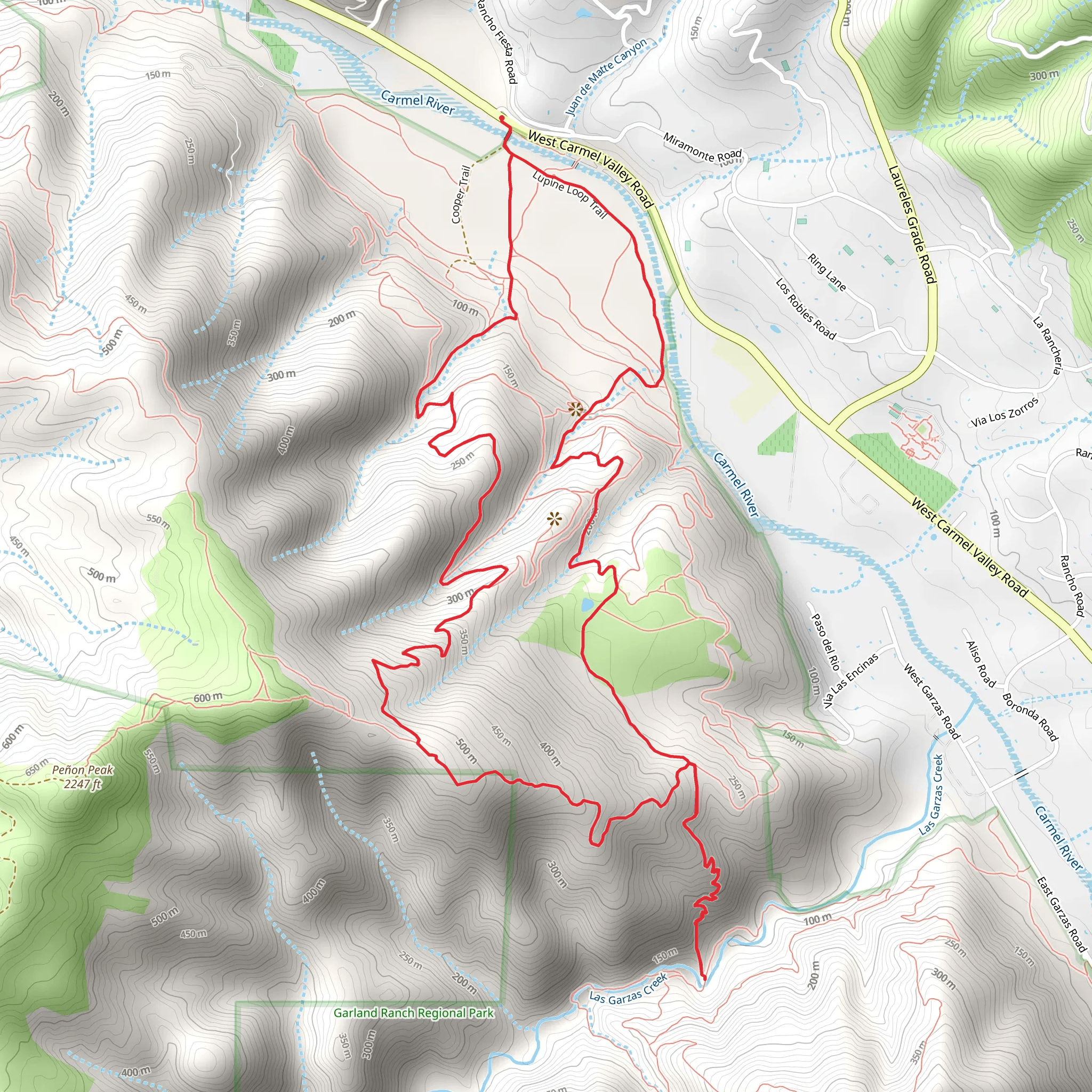 Mesa Pond, Garzas Canyon and Sky Loop Trail mobile static map