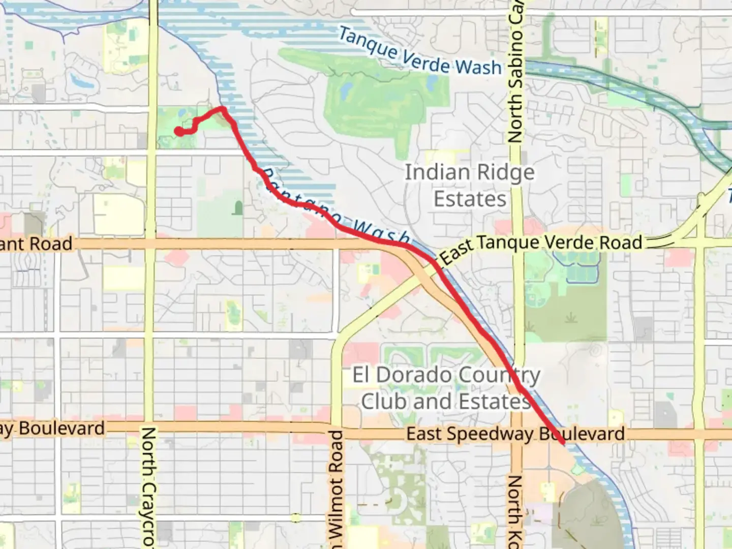 An image depicting the trail Pantano Wash Walk and its surrounding area.