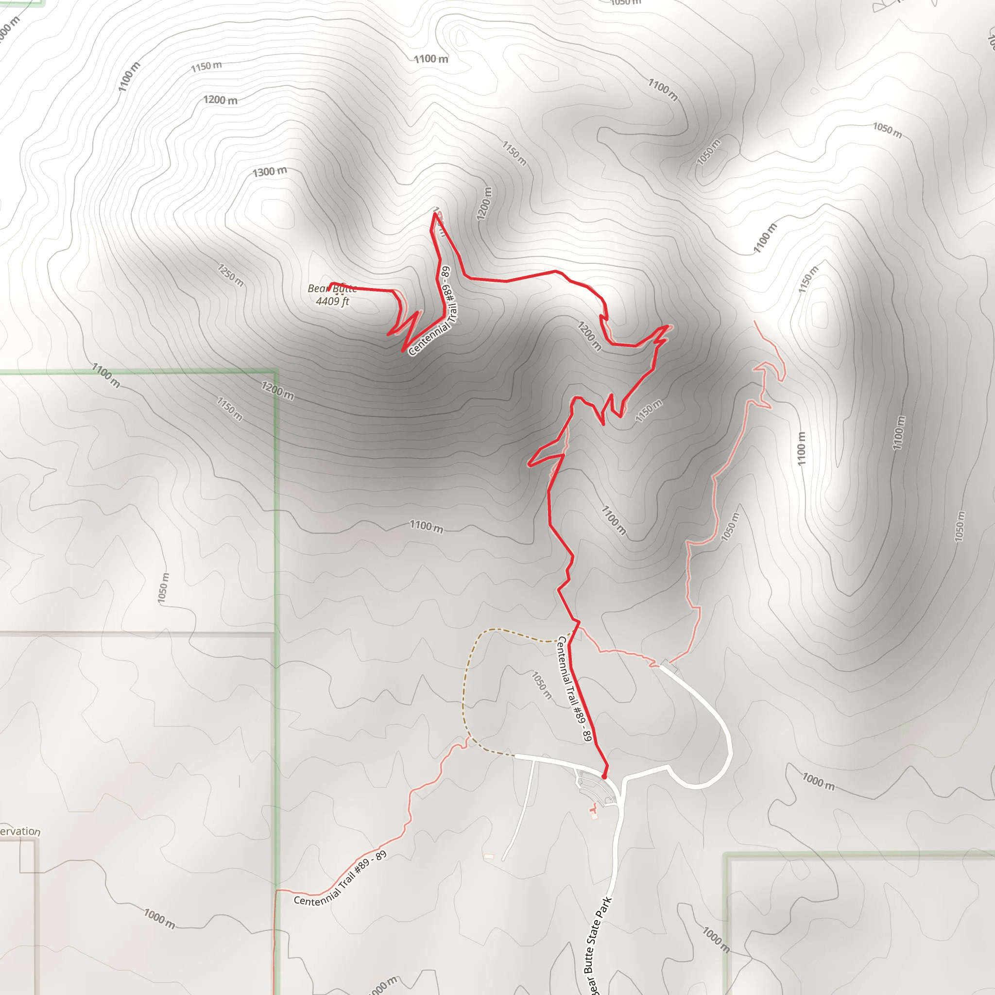 Bear Butte via Centennial Trail mobile static map