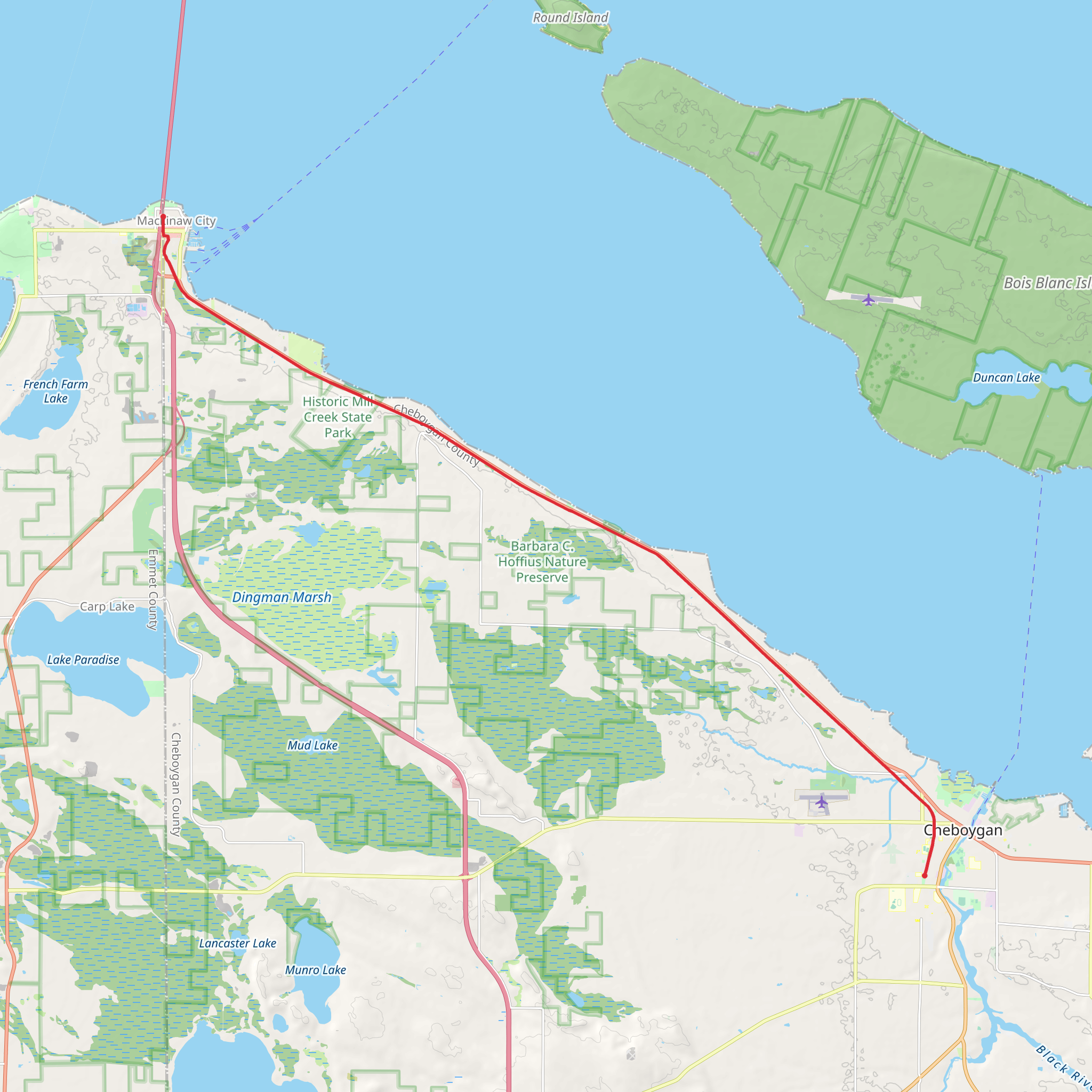 Iron Belle and North Central State Trail mobile static map