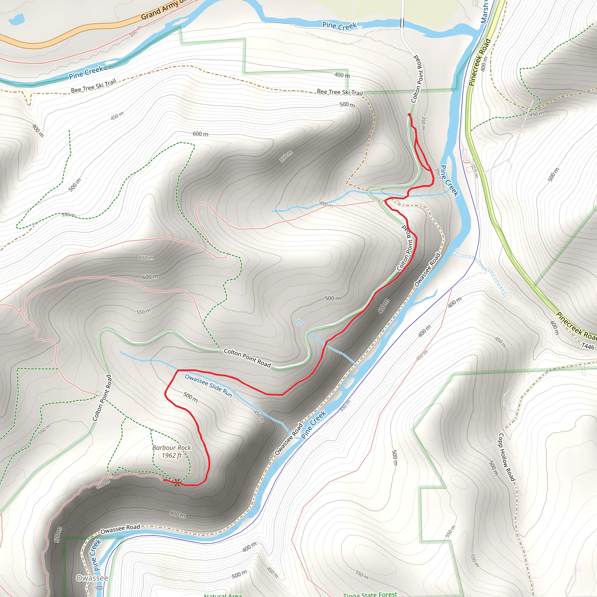 Barbour Rock Trail from Colton Point Road mobile static map