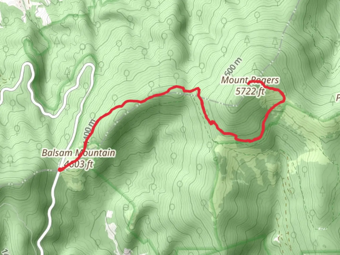 An image depicting the trail Mount Rogers via Appalachian Trail and its surrounding area.
