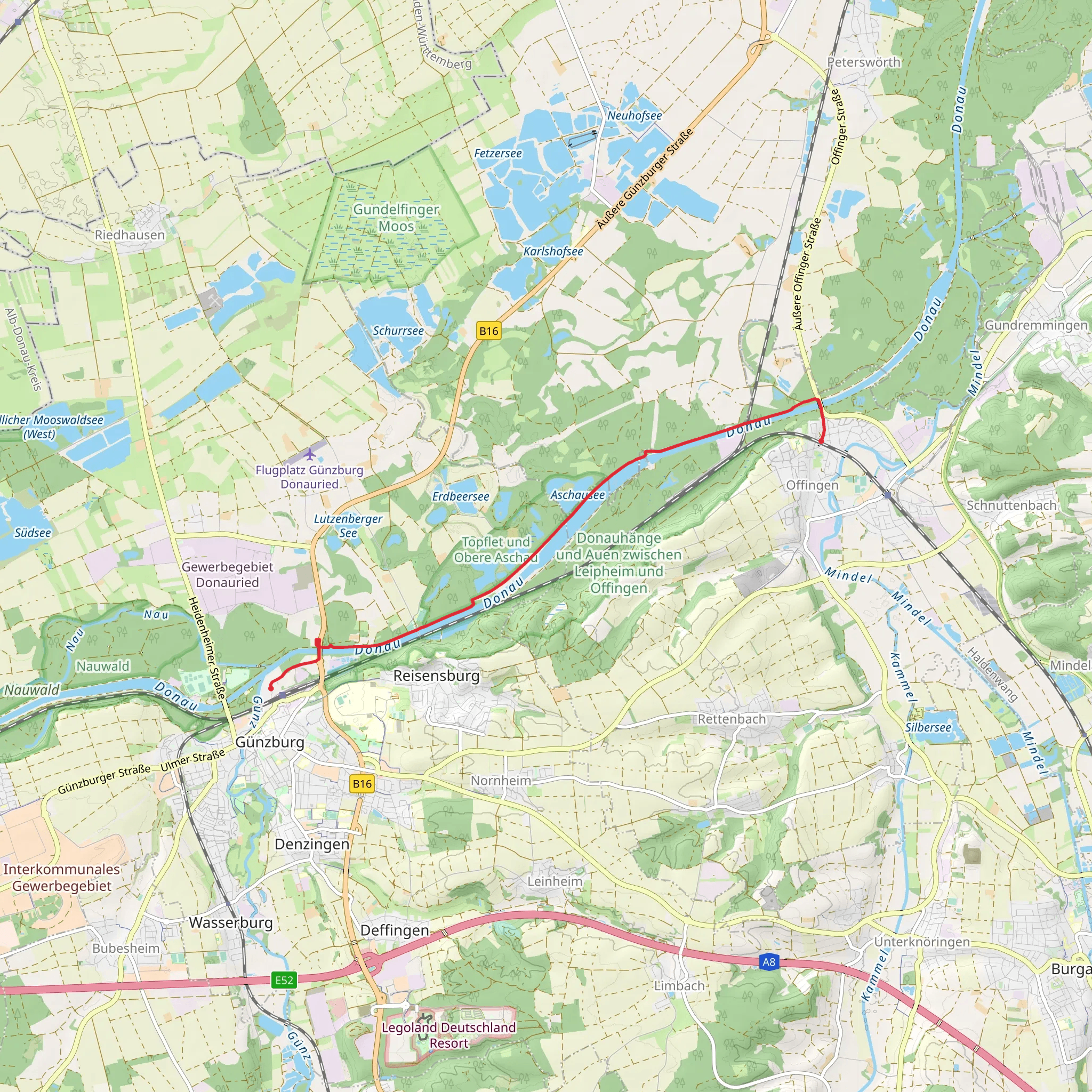Offingen to Günzburg Walk mobile static map