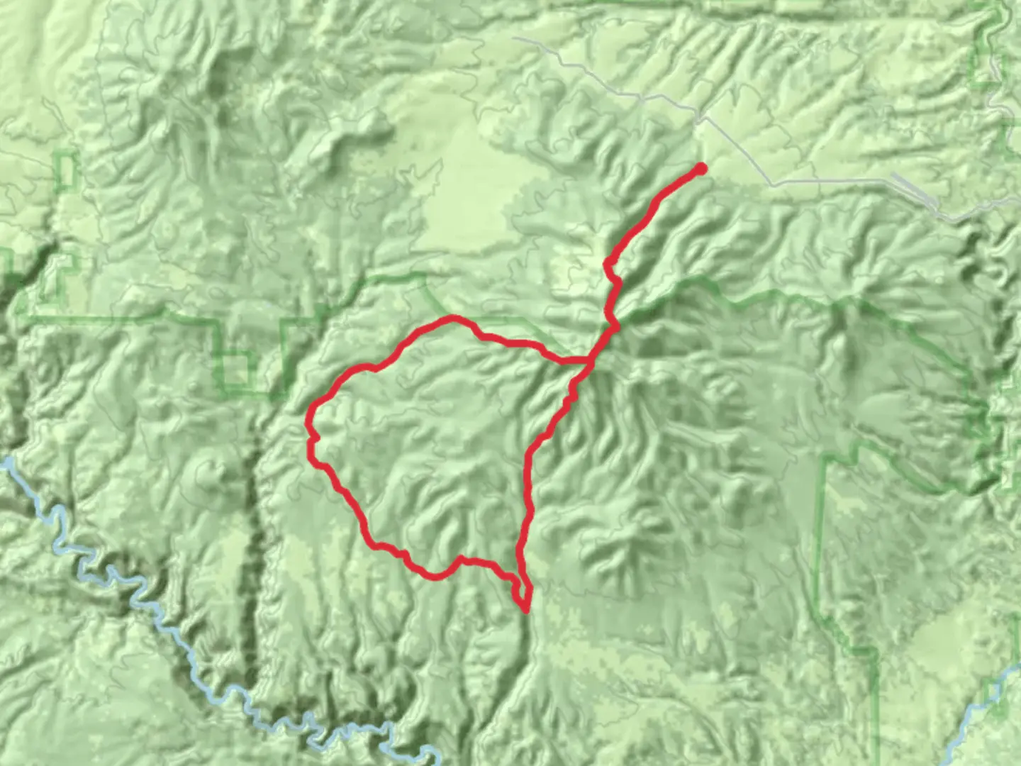 An image depicting the trail Black Mountain and Green Fly Loop Trail and its surrounding area.
