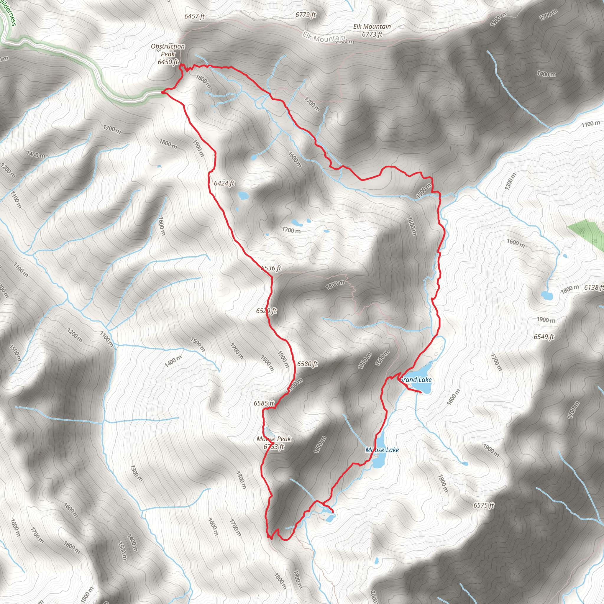 Badger Valley, Grand Lake, Gladys Lake and Lillian Ridge Way Loop Trail mobile static map