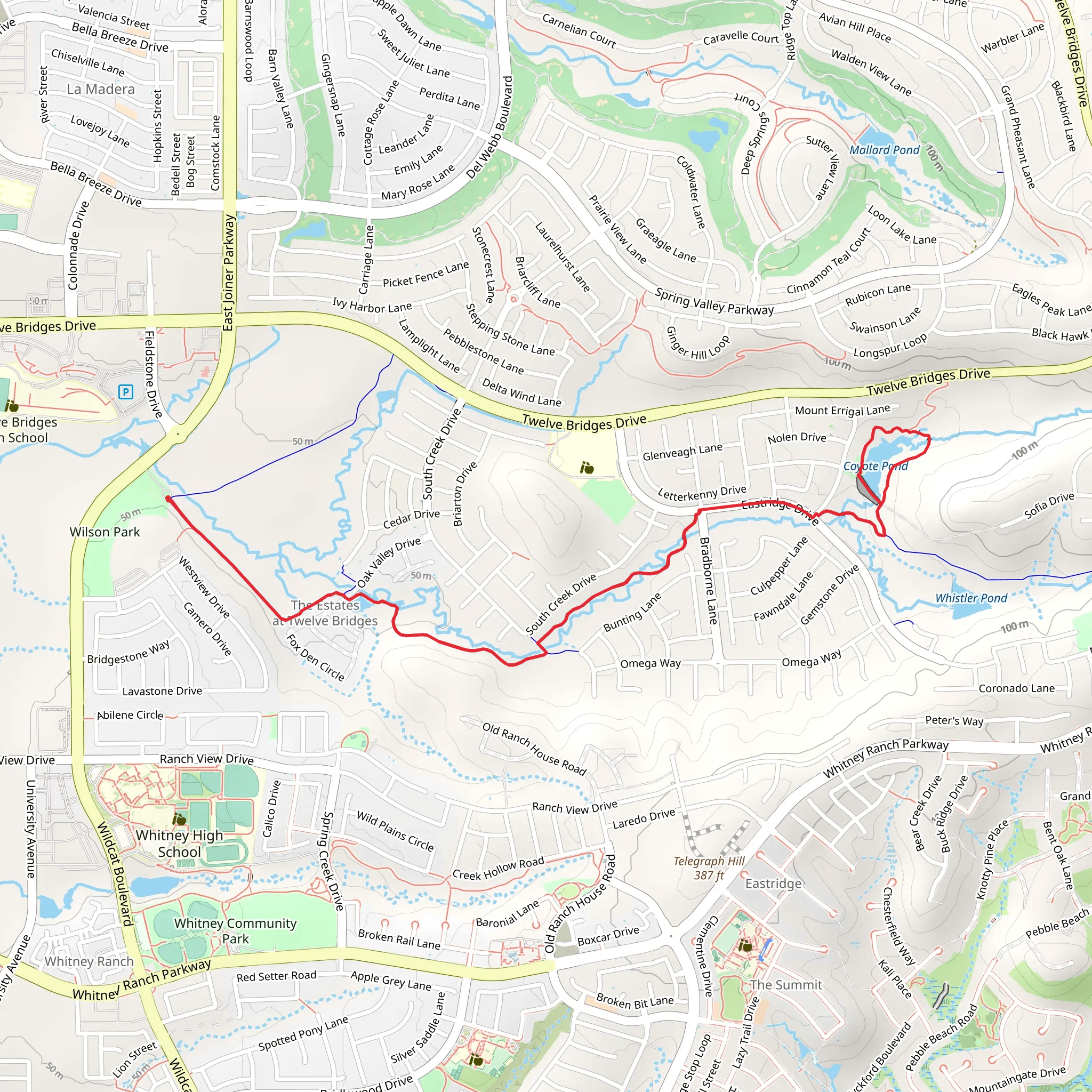 Coyote Pond via Orchard Creek mobile static map