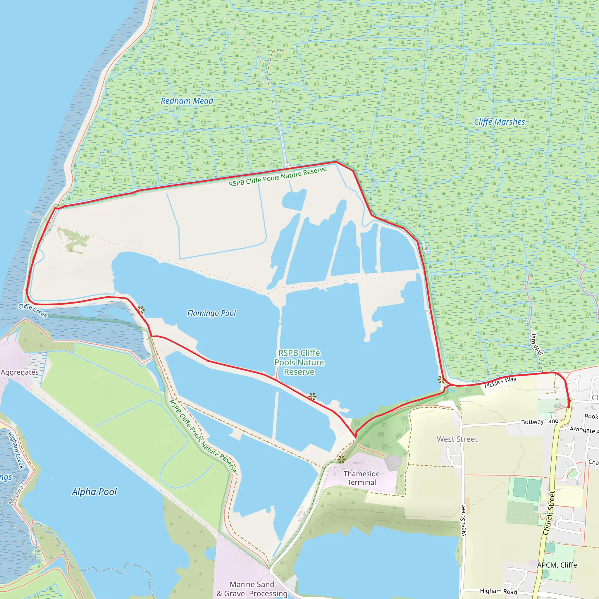 Cliffe Pools Nature Reserve mobile static map