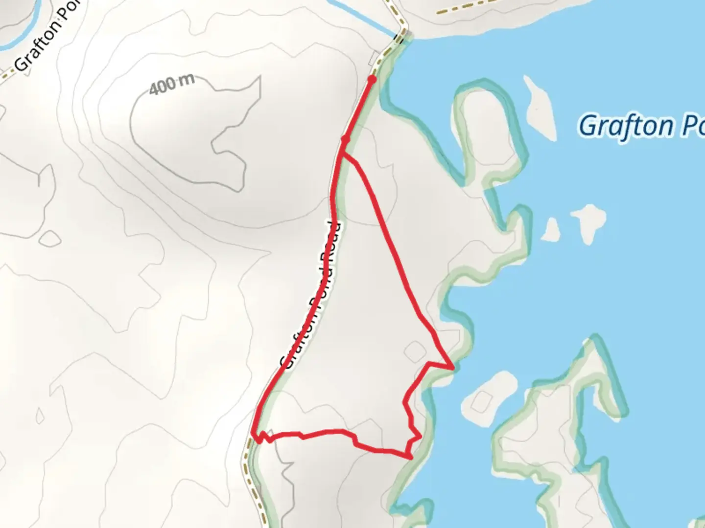 An image depicting the trail Walk along Grafton Pond and its surrounding area.