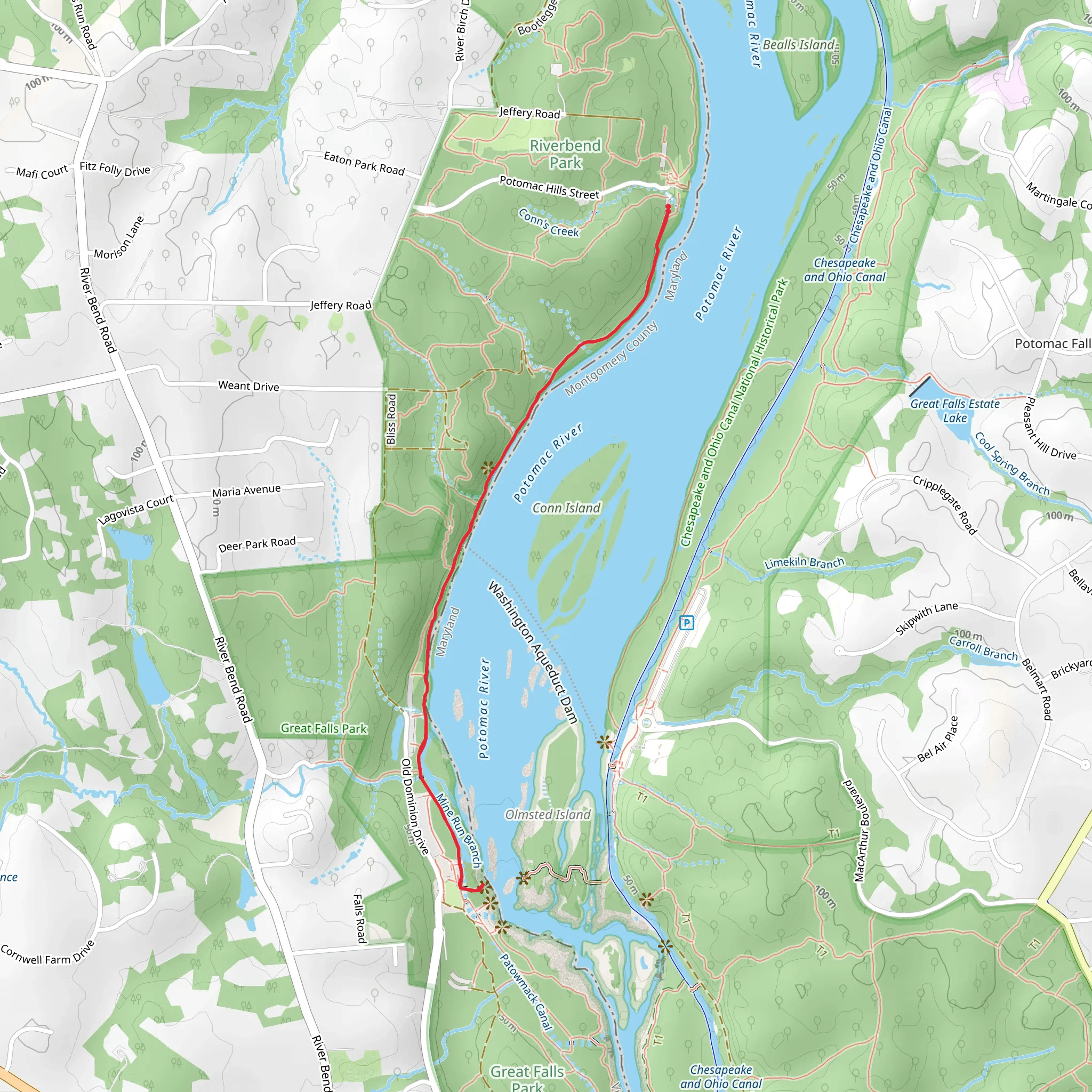 Potomac Heritage Trail mobile static map