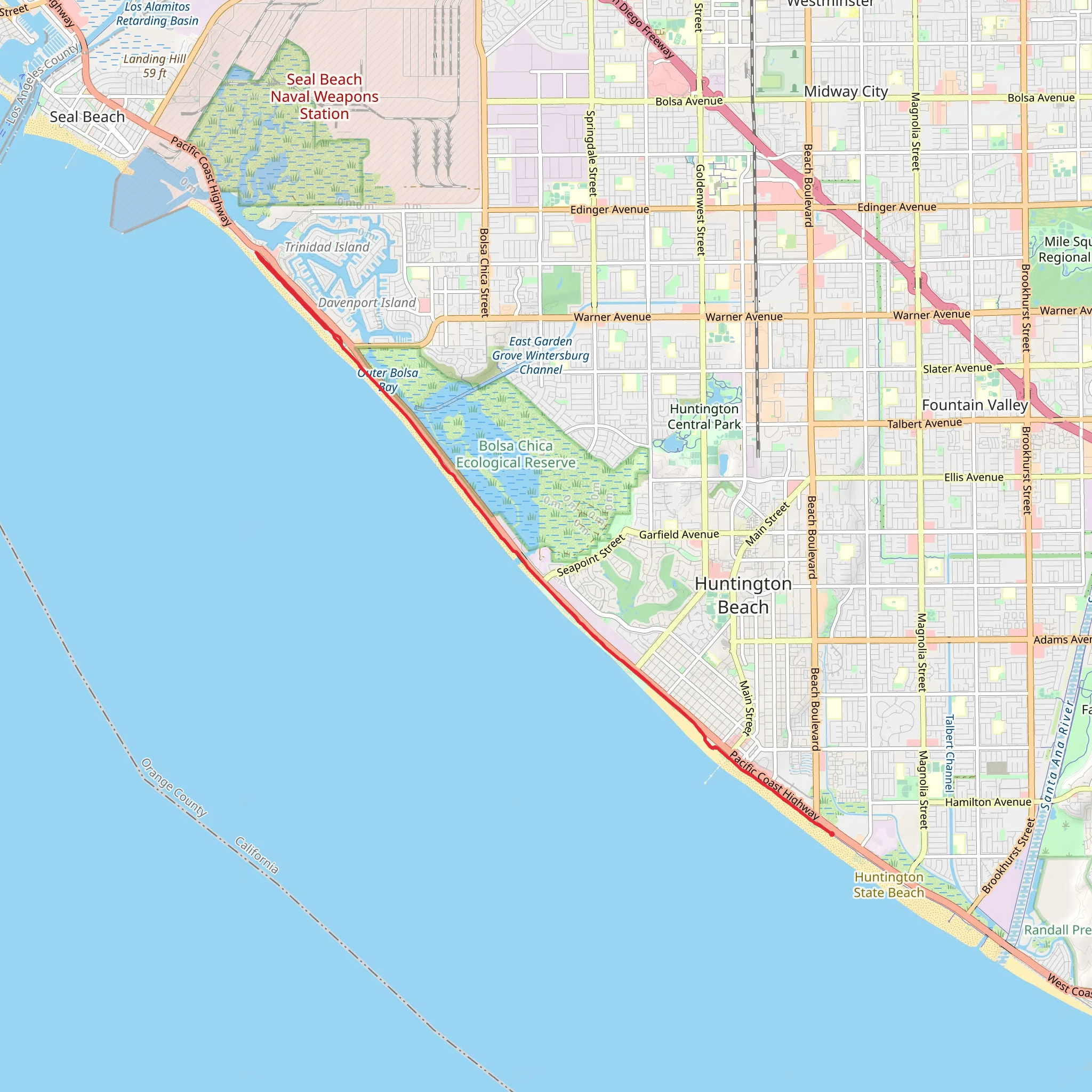 Huntington Beach Long Trail mobile static map