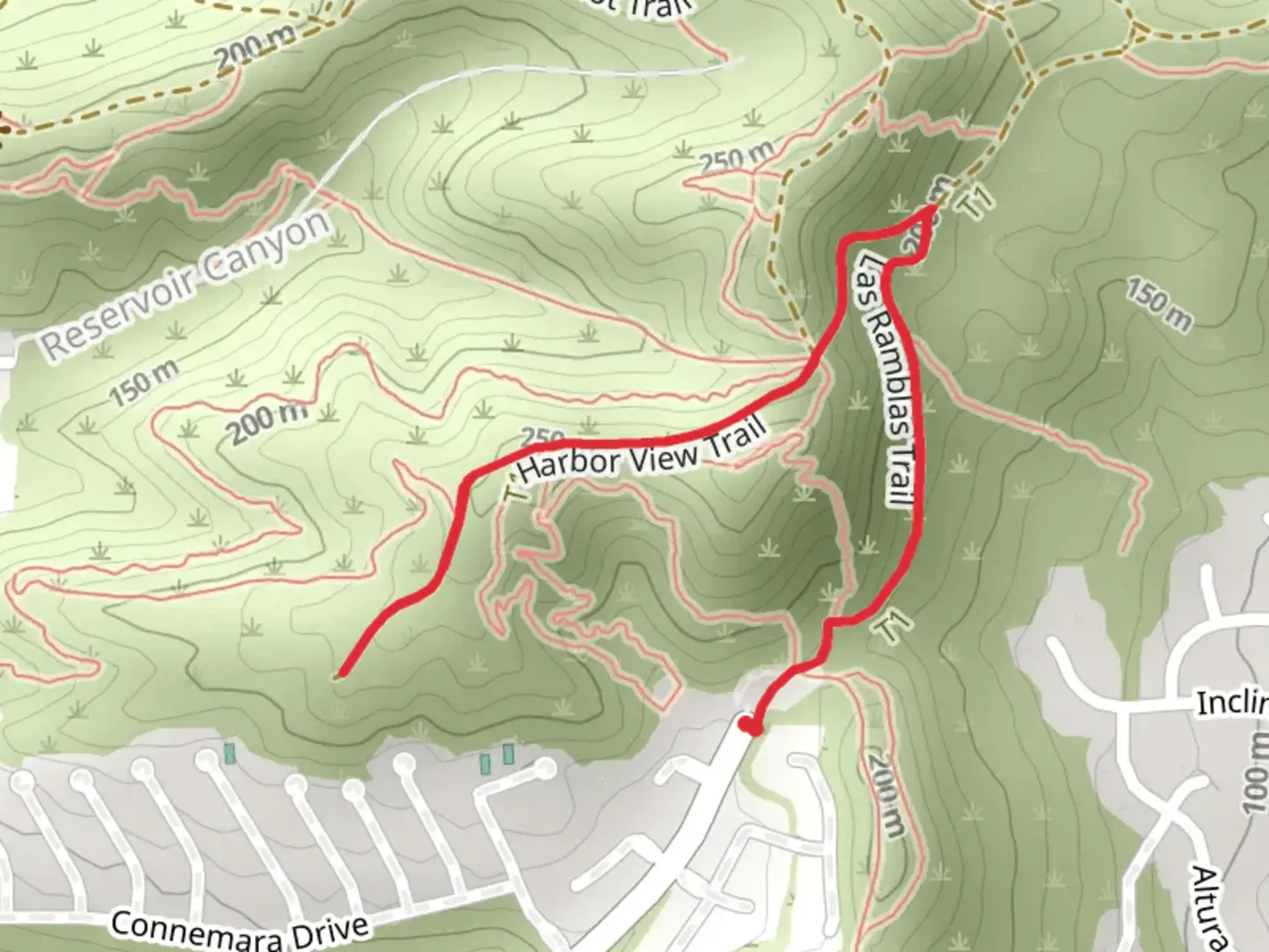 An image depicting the trail Las Ramblas and Harbor View Trail and its surrounding area.