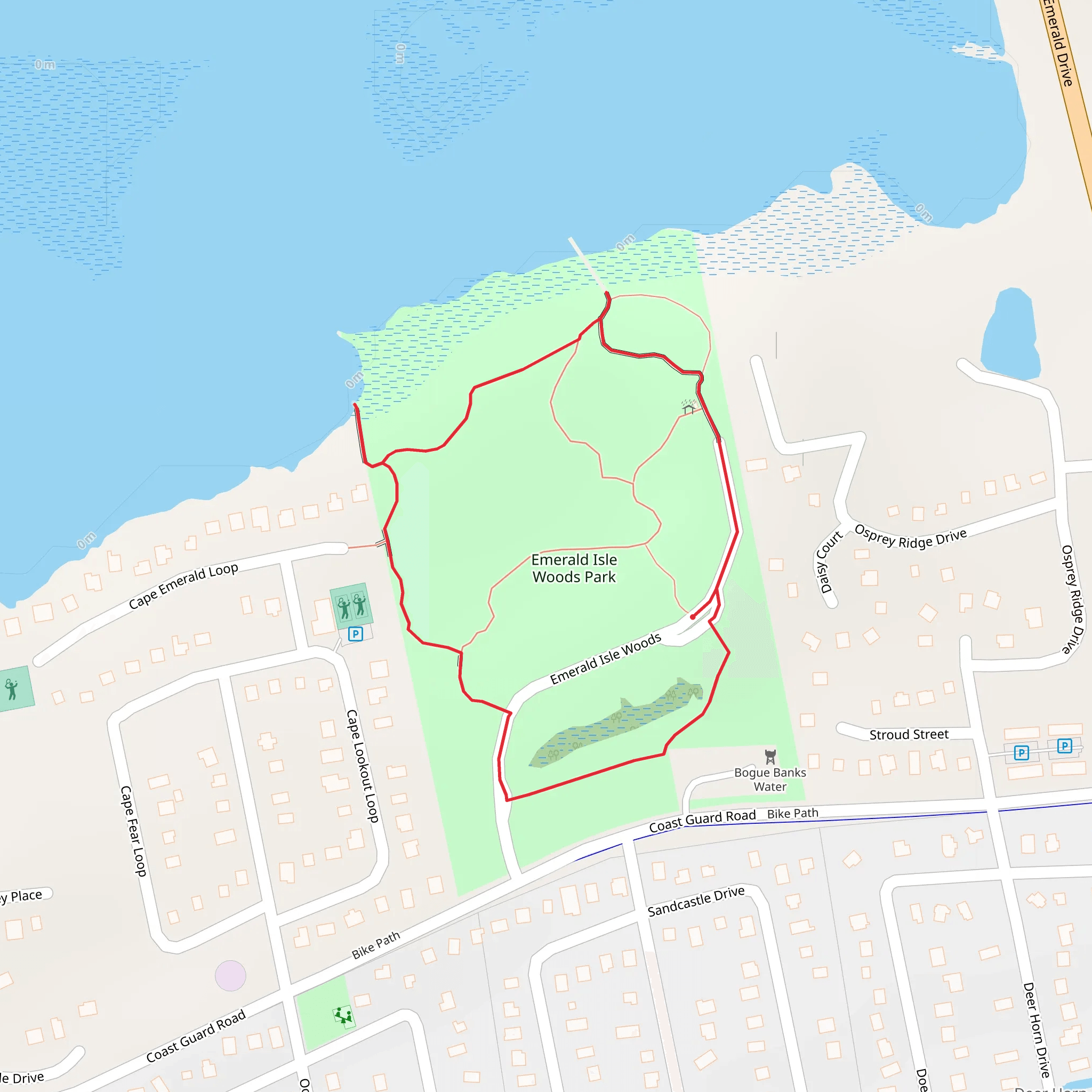 Emerald Isle Woods Park Loop mobile static map