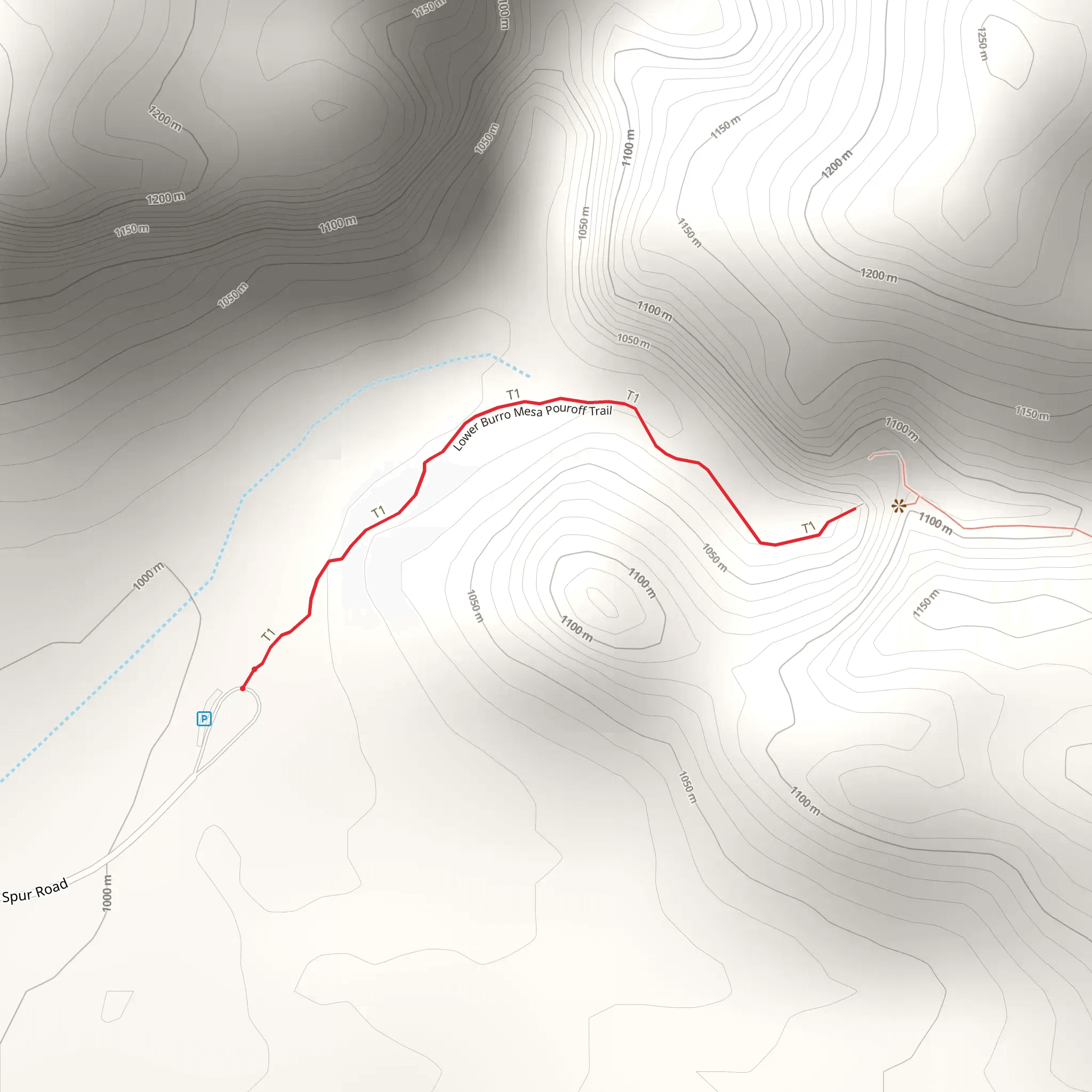 Lower Burro Mesa Pour-off Trail mobile static map