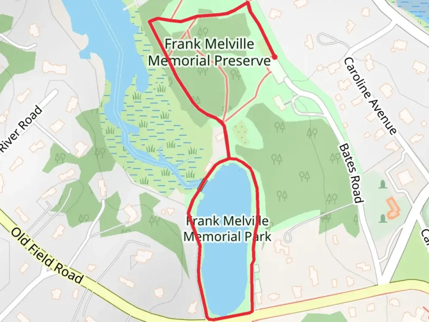 An image depicting the trail Setauket Mill Pond Loop and its surrounding area.