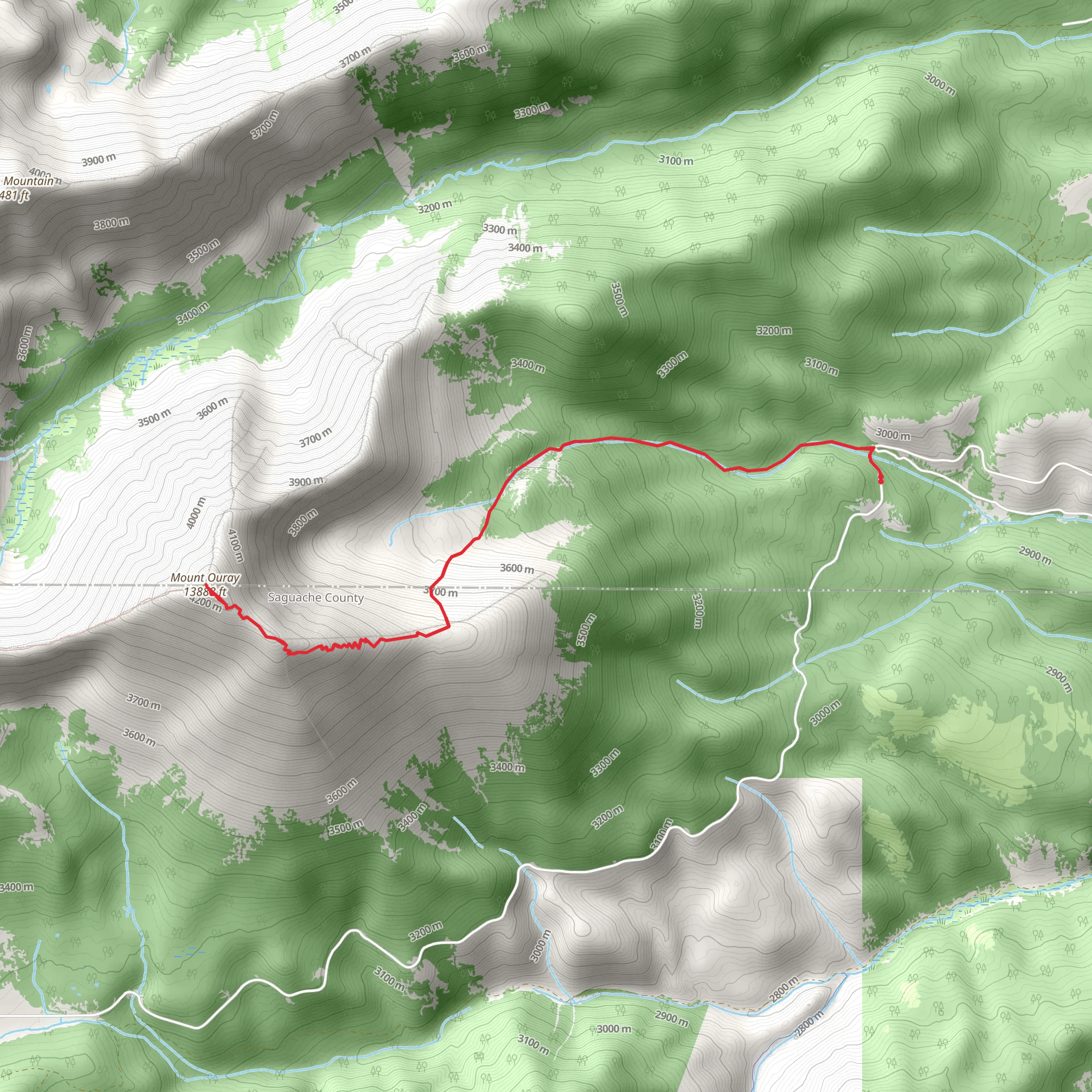 Mount Ouray via Grays Creek Trail mobile static map