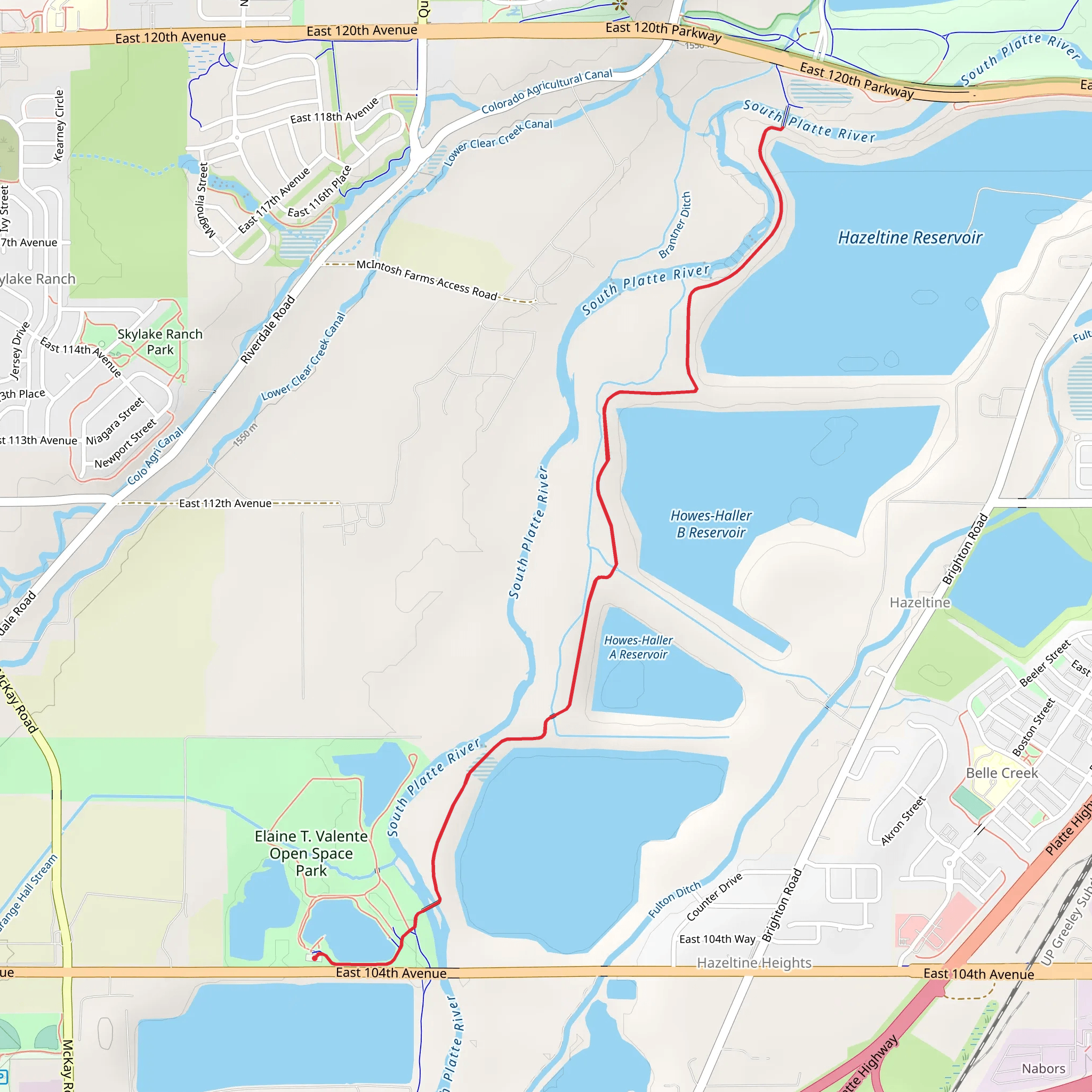 South Platte River Short Trail via East 104th Avenue mobile static map