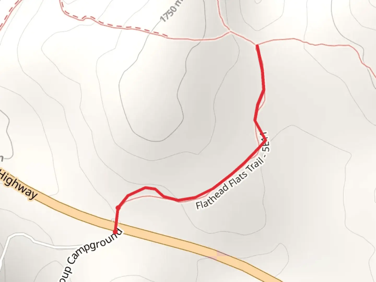 An image depicting the trail Flathead Flats - PCT Access Trail and its surrounding area.
