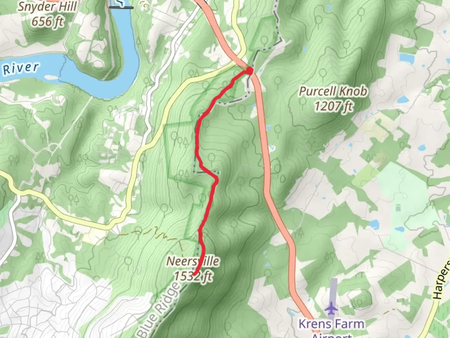 An image depicting the trail Neersville via Appalachian Trail and its surrounding area.