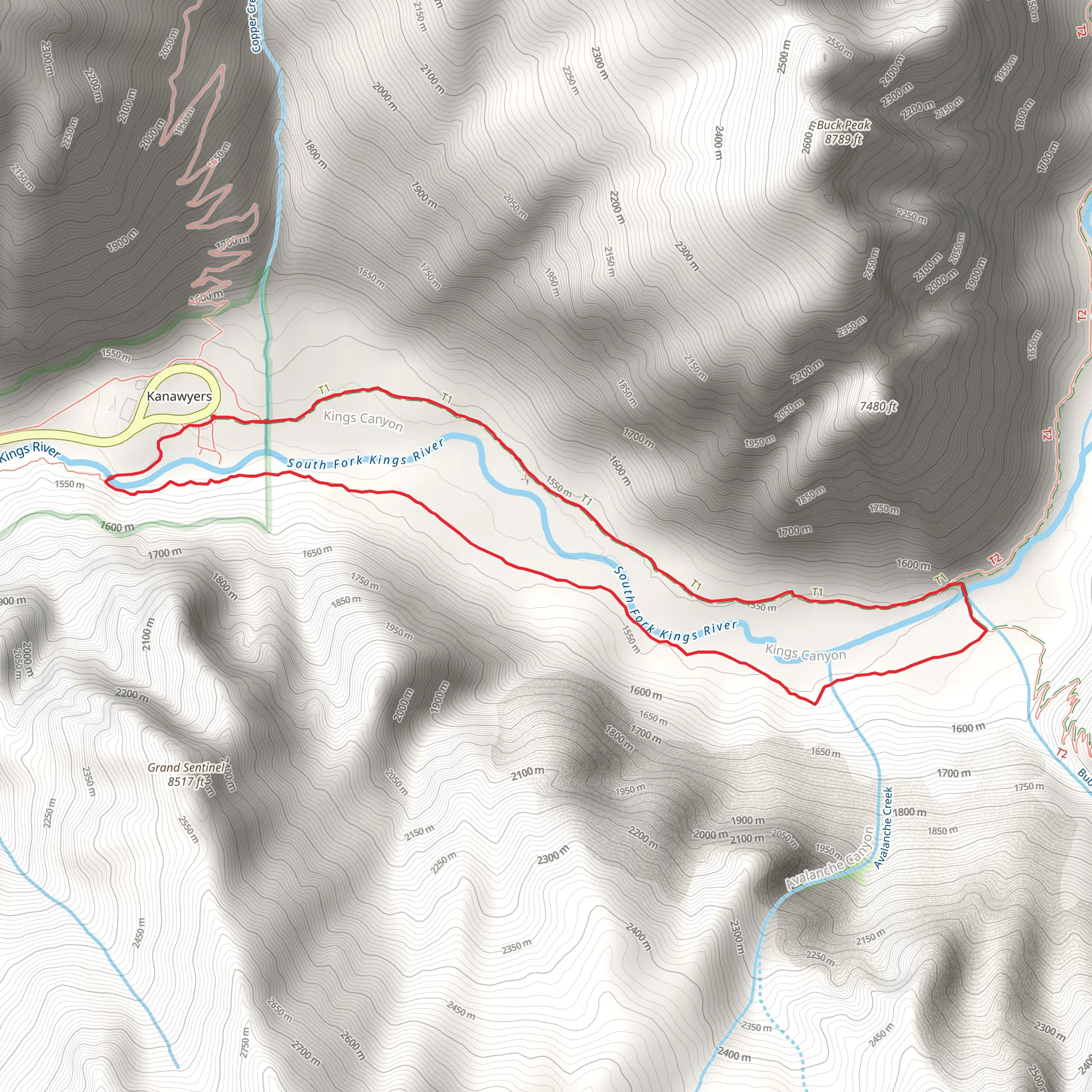 South Fork Kings River Loop mobile static map
