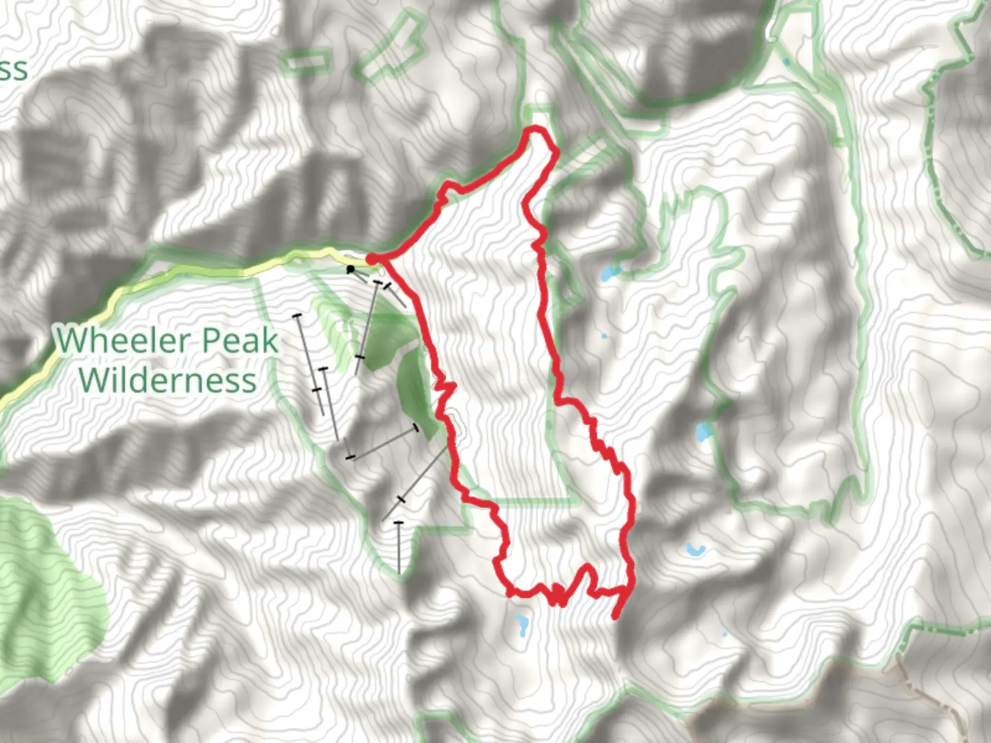 An image depicting the trail Fraser Mountain, Bull of the Woods and Wheeler Peak Loop and its surrounding area.
