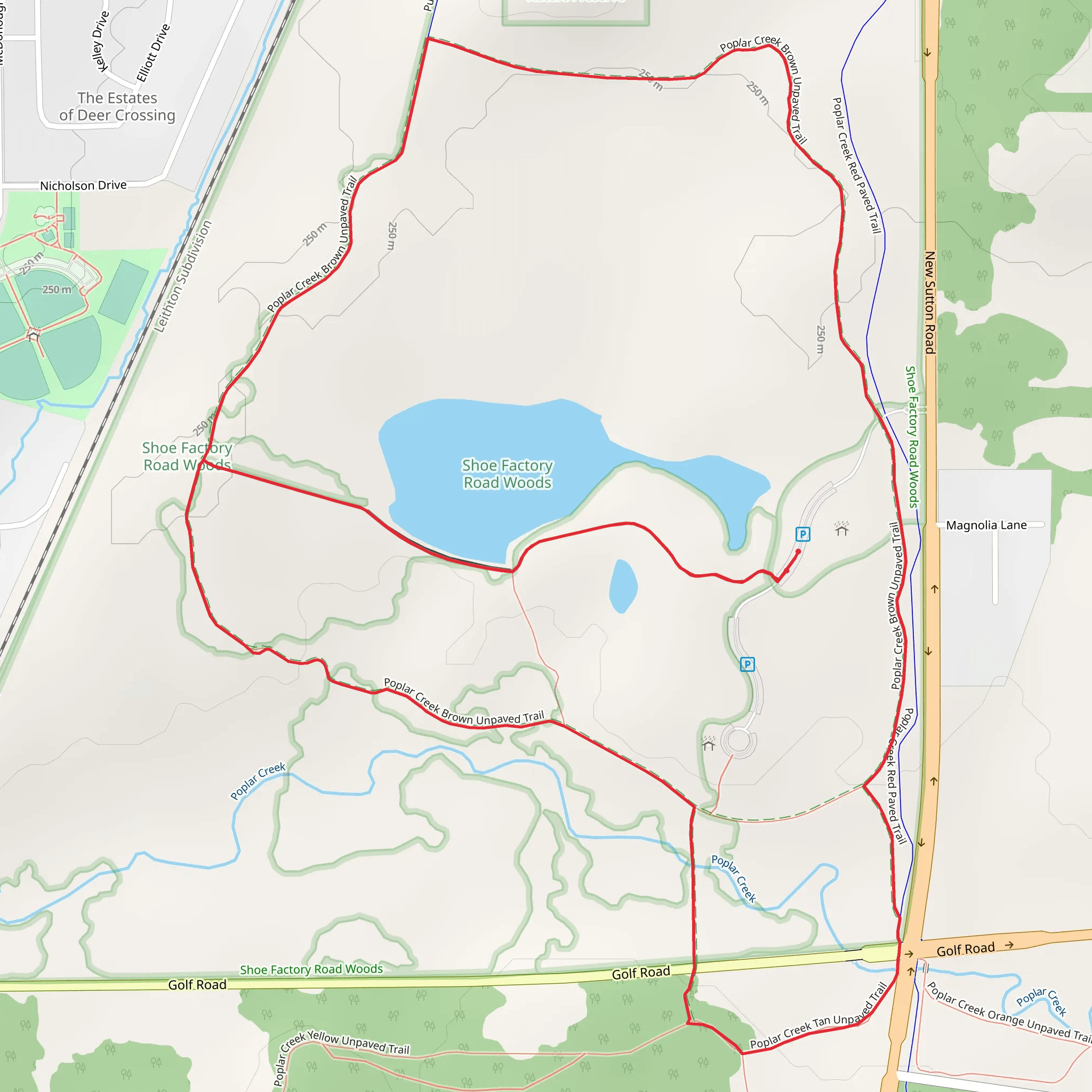 Poplar Creek Brown Unpaved loop Trail mobile static map