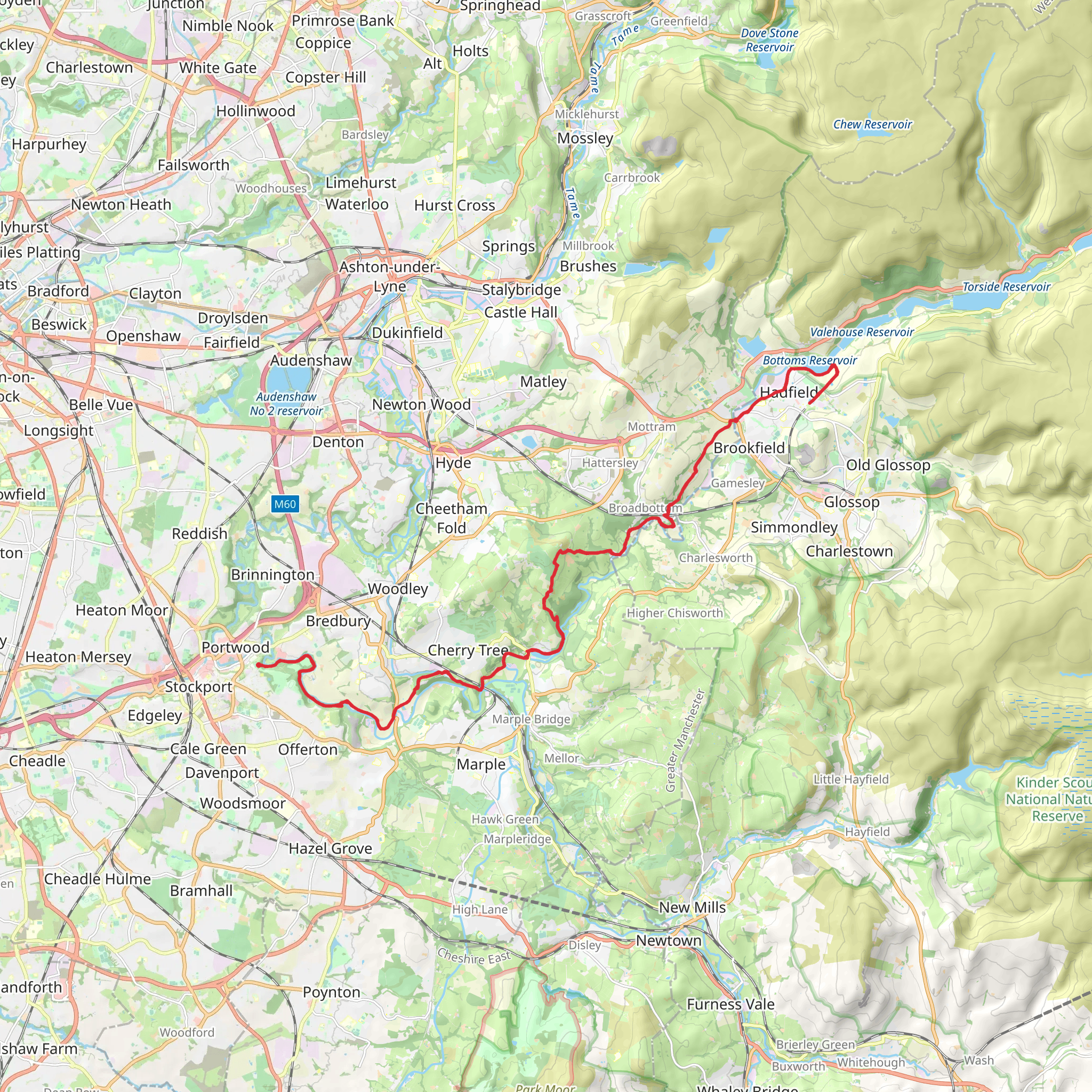 Etherow Goyt Valley Way mobile static map