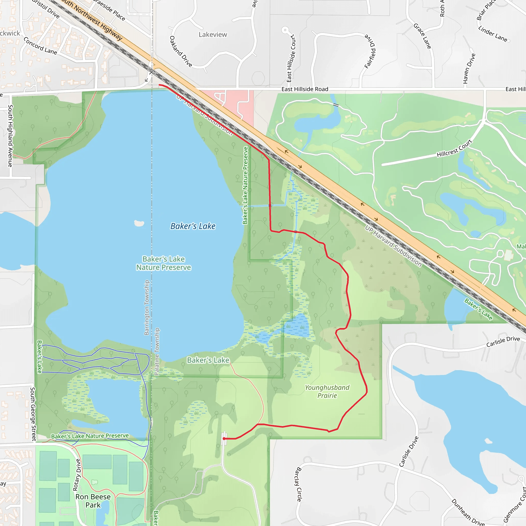 Bakers Lake - Younghusband Prairie mobile static map