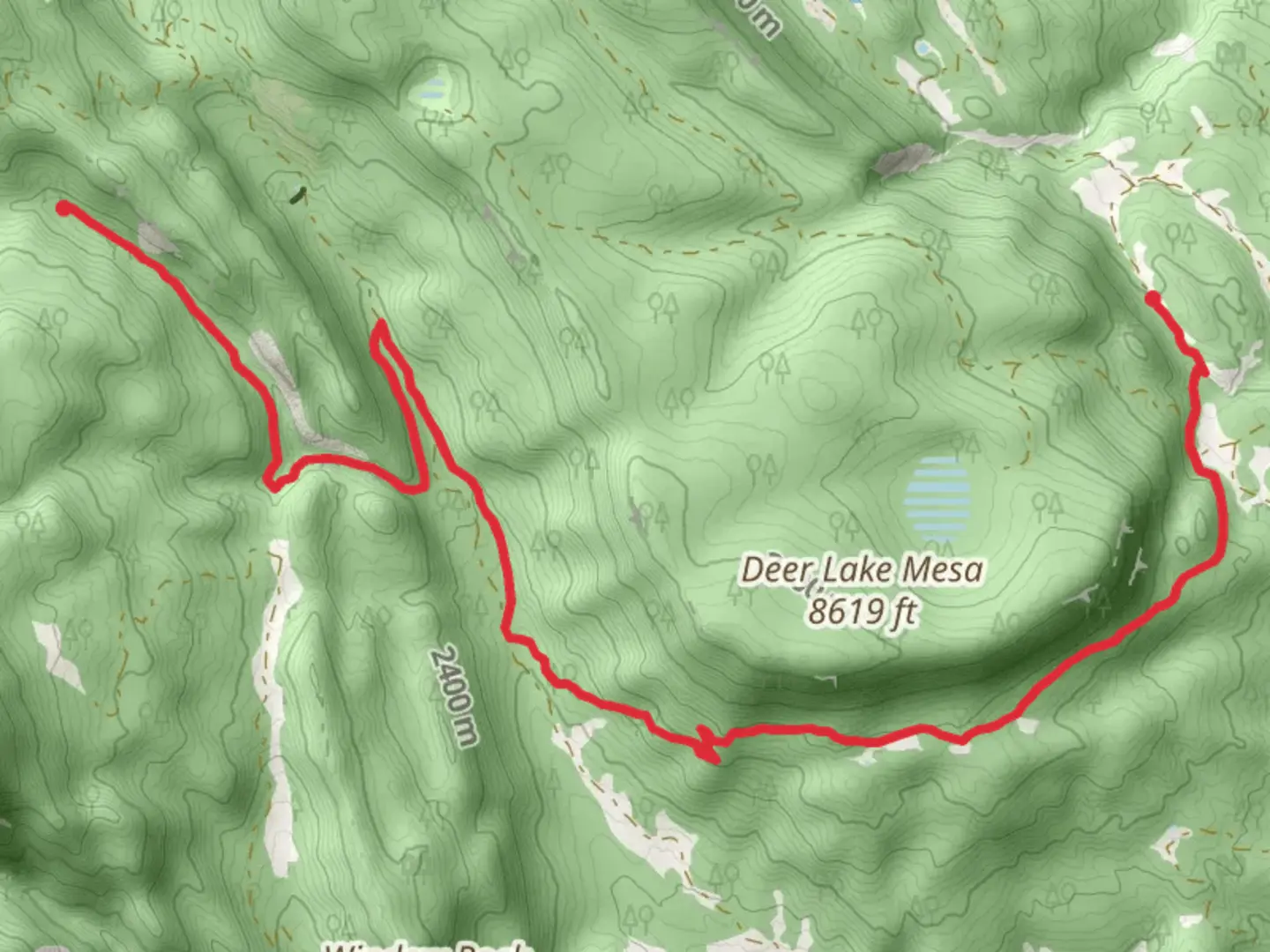 An image depicting the trail Harlan Camp to Lower Sawmill Camp and its surrounding area.