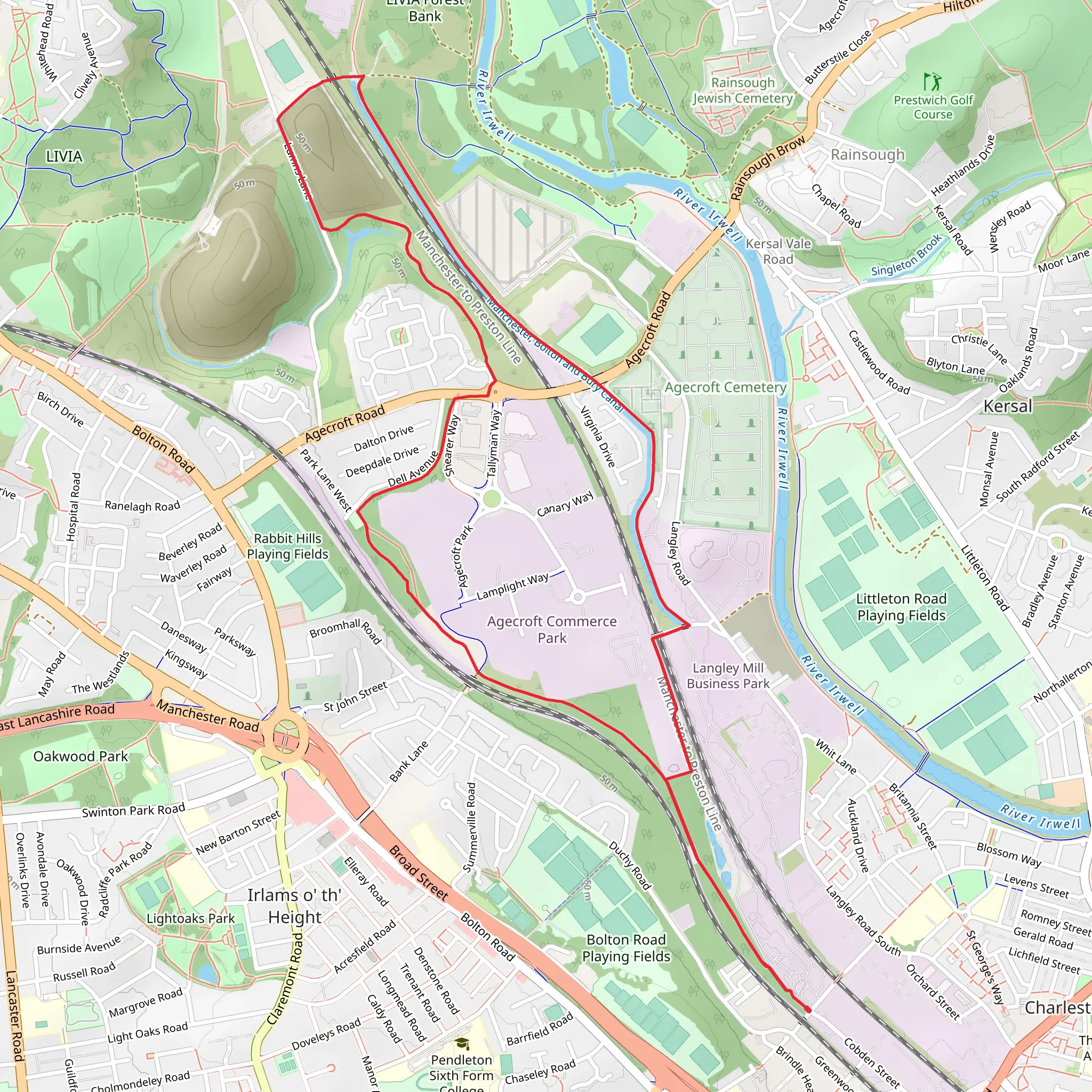 Park Lane and Manchester Bolton and Bury Canal mobile static map