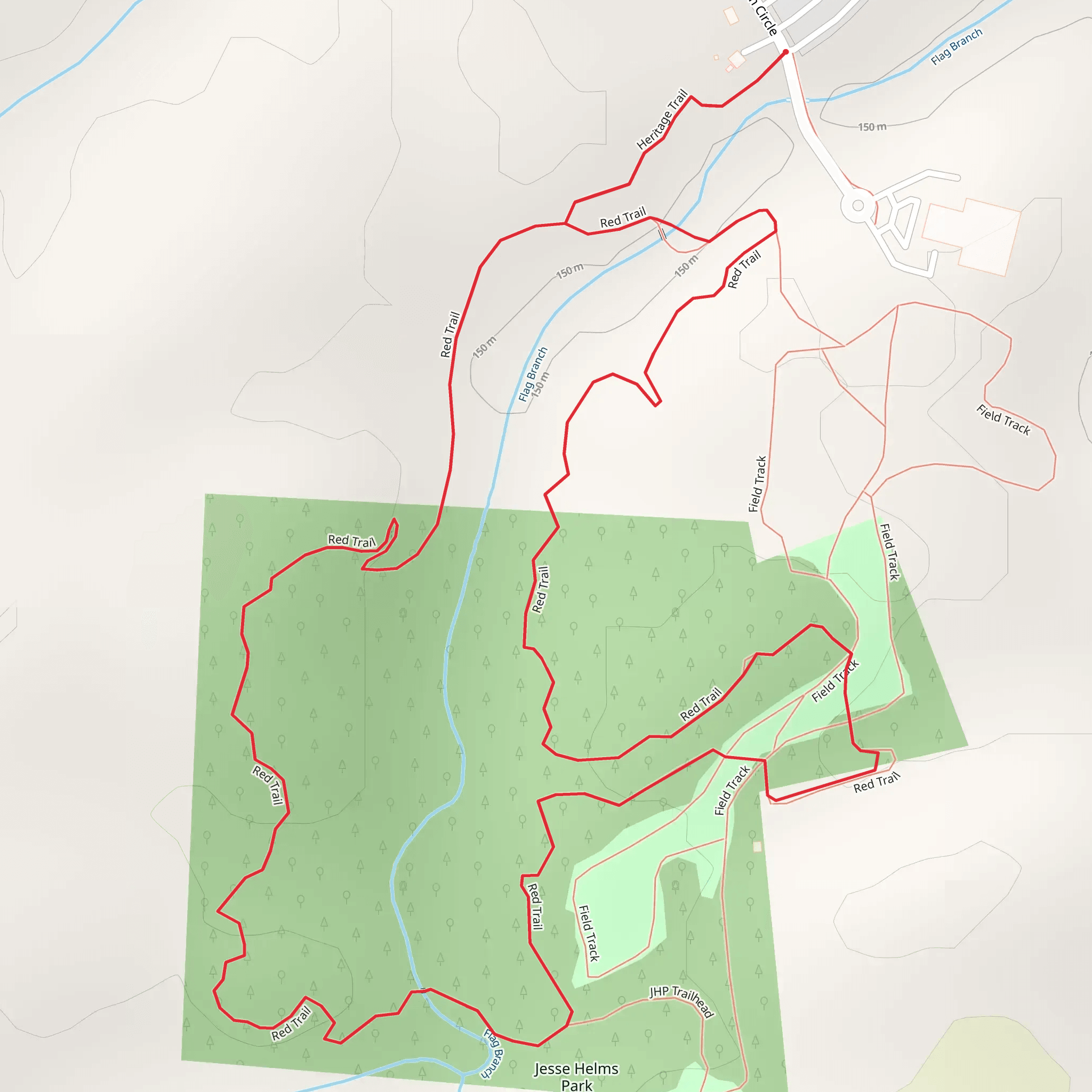Flag Branch Loop via Heritage Trail mobile static map