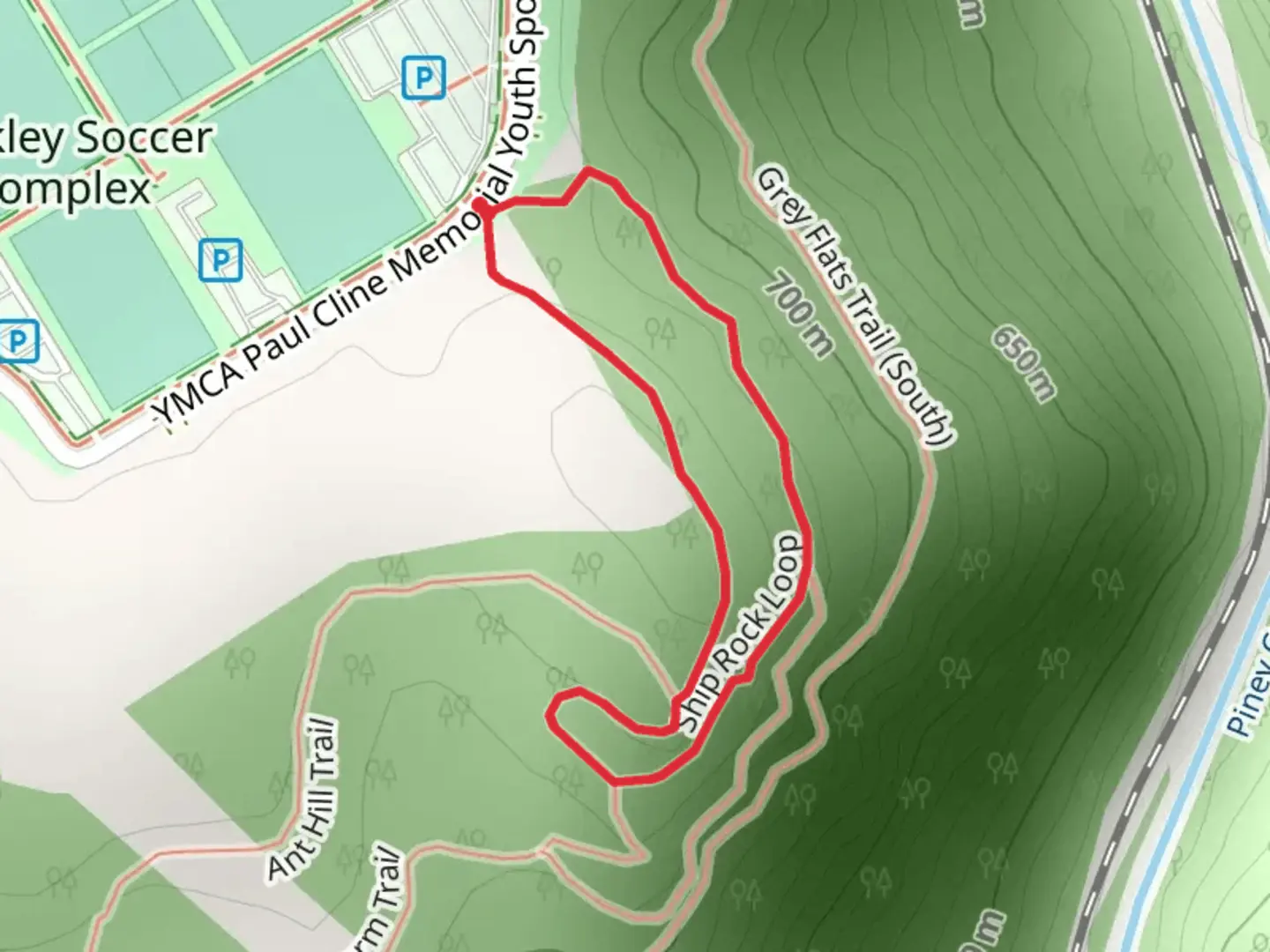 An image depicting the trail Ship Rock Loop and its surrounding area.
